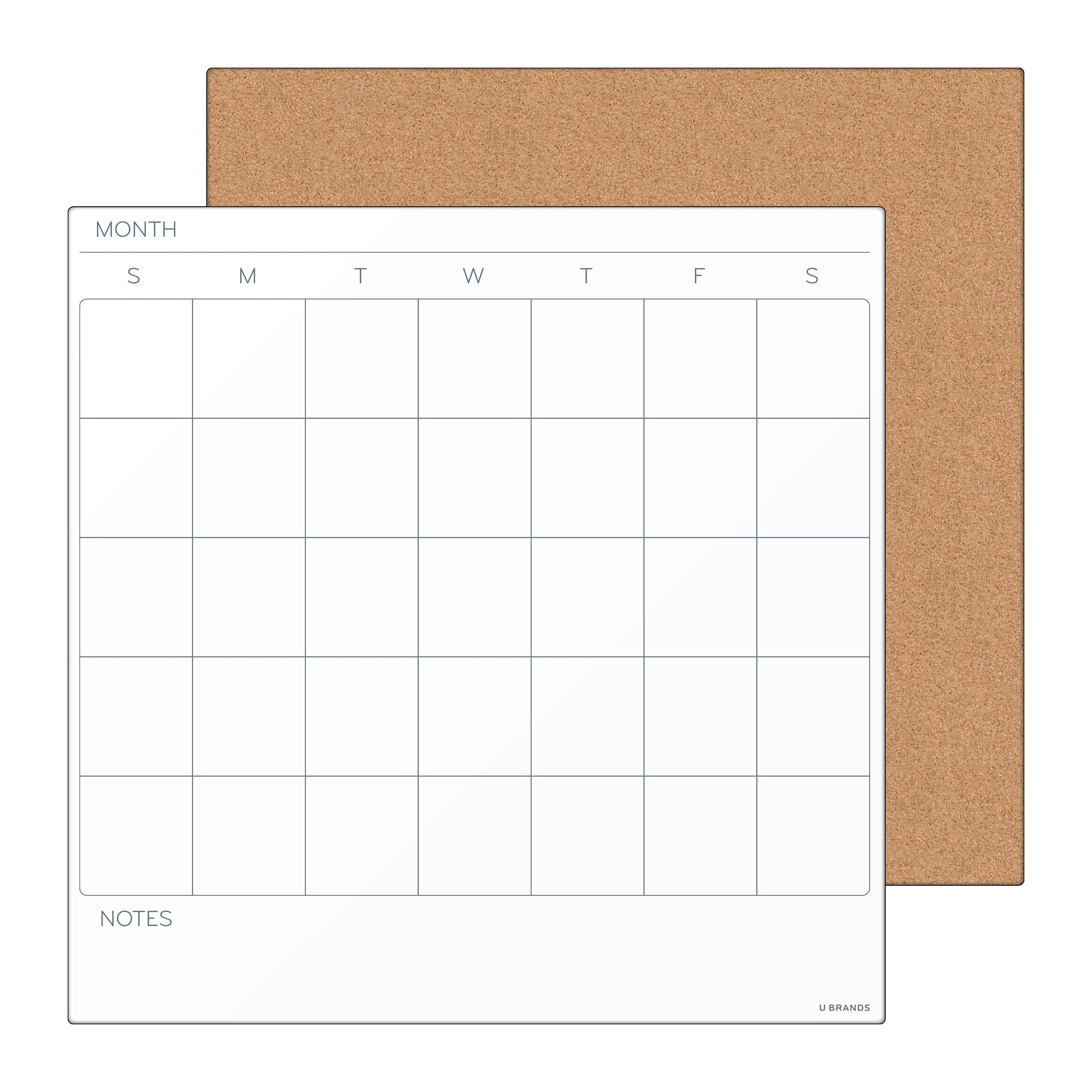 U Brands Tile Board Value Pack - 14x14 Inch Dry-Erase Calendar & Corkboard Combo - Frameless Whiteboard for Office, Classroom, or Home Organization - Perfect for Schedules, Notes & Reminders