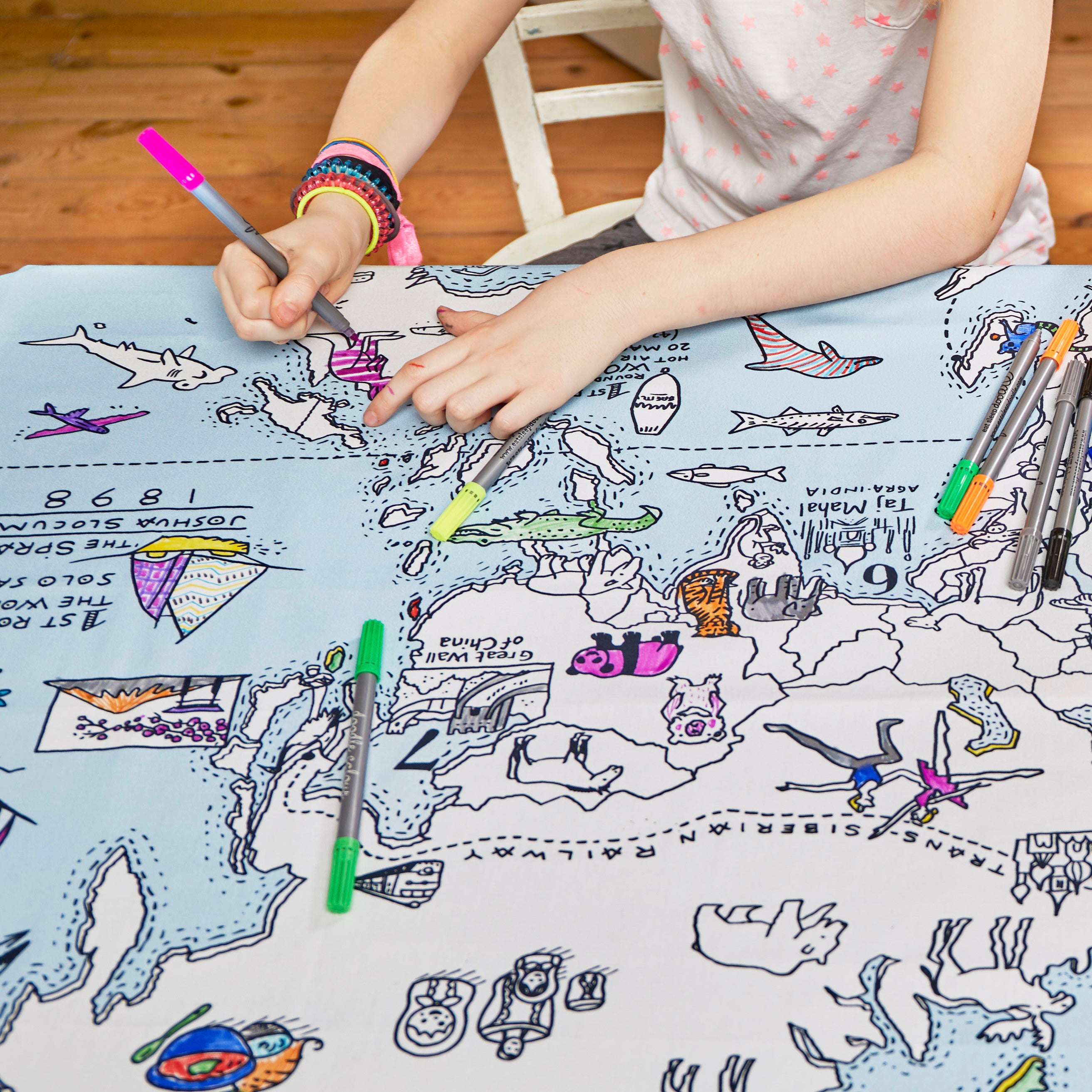 World Map Tablecloth - Waterproof Vinyl Table Cover for Dining Room, Kitchen, Party Decor - Perfect for Travel Theme Events, Geography Lessons, and Home Decor