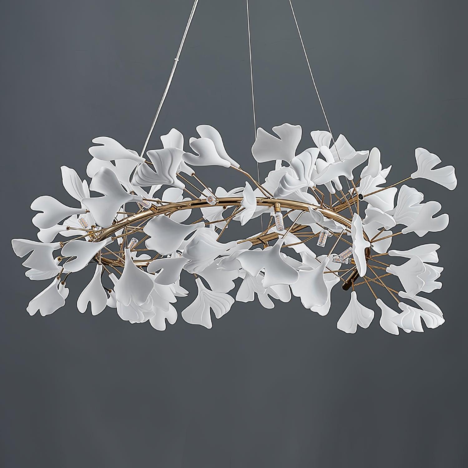 Elegant Ginkgo Leaf Chandelier - Modern Gold Ceiling Light Fixture for Dining Room, Living Room & Bedroom Decor