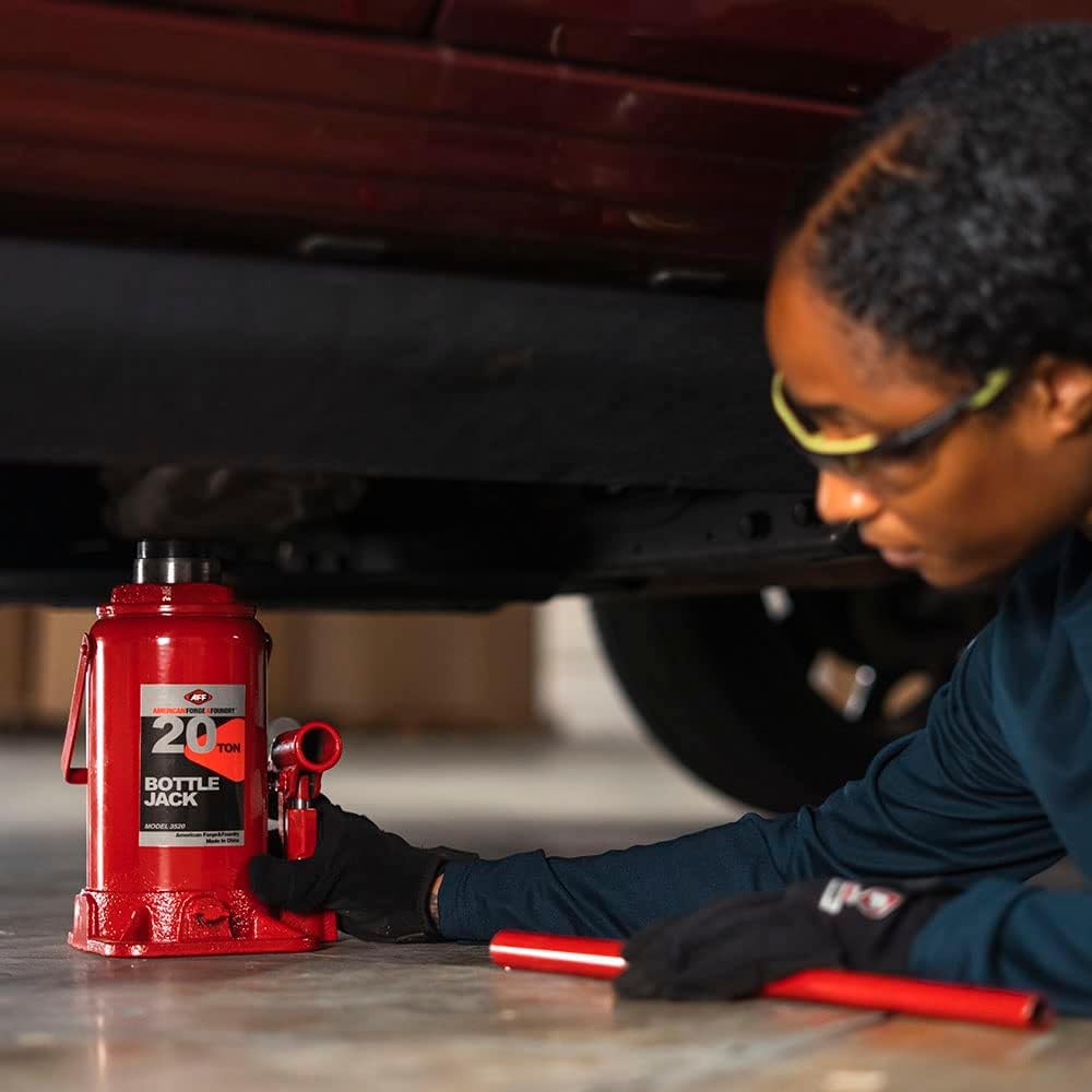 20 Ton Heavy Duty Bottle Jack - Manual Hydraulic Jack with Hardened Steel Saddles, Centered Pumps & Rams (Model 3520) - Ideal for Auto Repair, Construction, and Industrial Lifting Applications