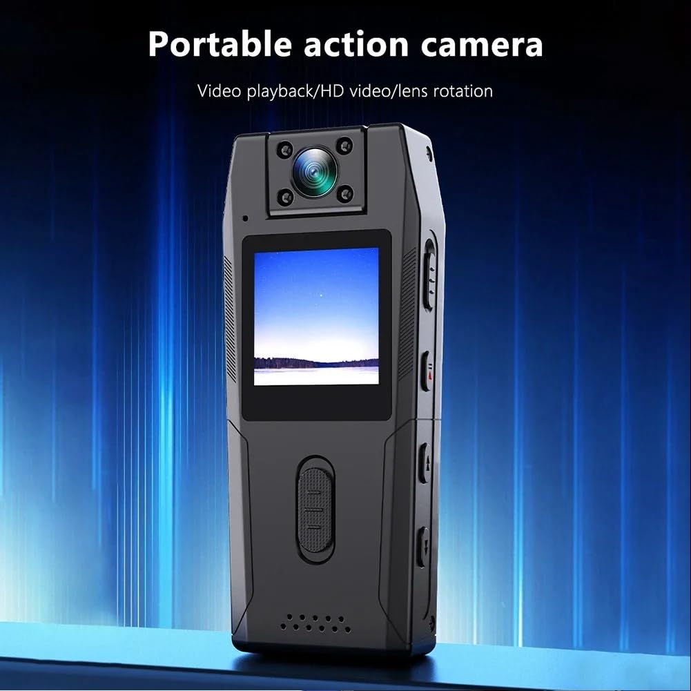 1080P HD Camcorder - Compact Body Sports Camera with 180° Rotating Wide Angle Lens | Perfect for Bike Riding, Car DVR, Action Shots & Outdoor Adventures