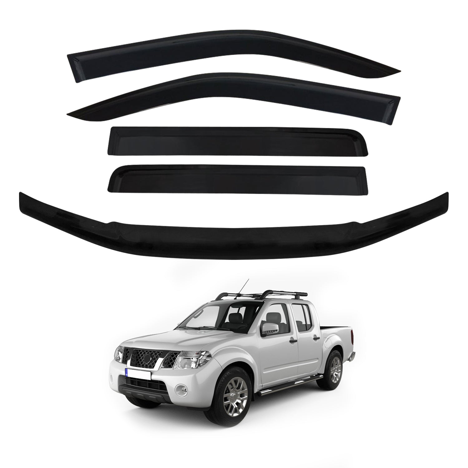 Weather Shields & Bonnet Protector for Nissan Navara D40 Spanish Dual Cab (2005-2010) | Durable Rain & Sun Protection | Perfect for Off-Road & Daily Driving