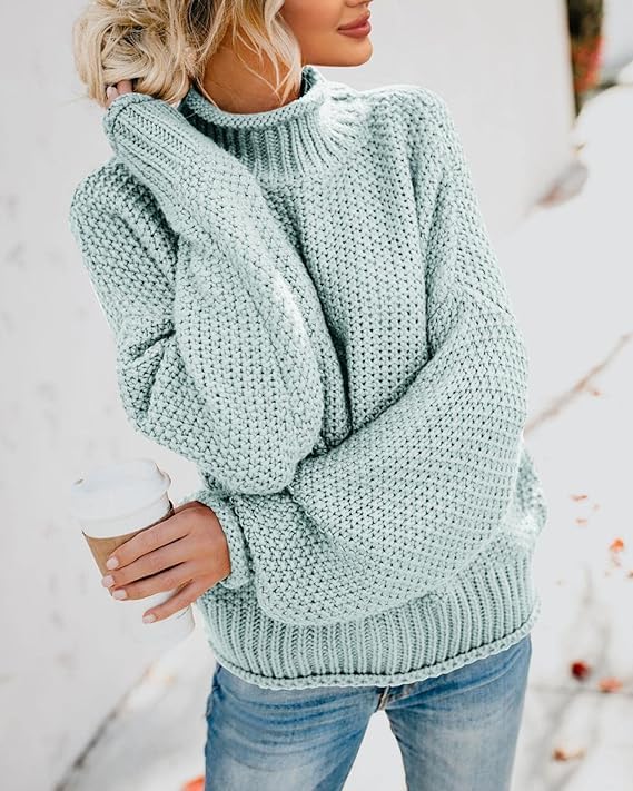 ADJHDFH Women's Oversized Turtleneck Sweater - Batwing Long Sleeve Chunky Knit Pullover Jumper | Cozy Winter Fashion, Casual Office Wear & Holiday Outfits