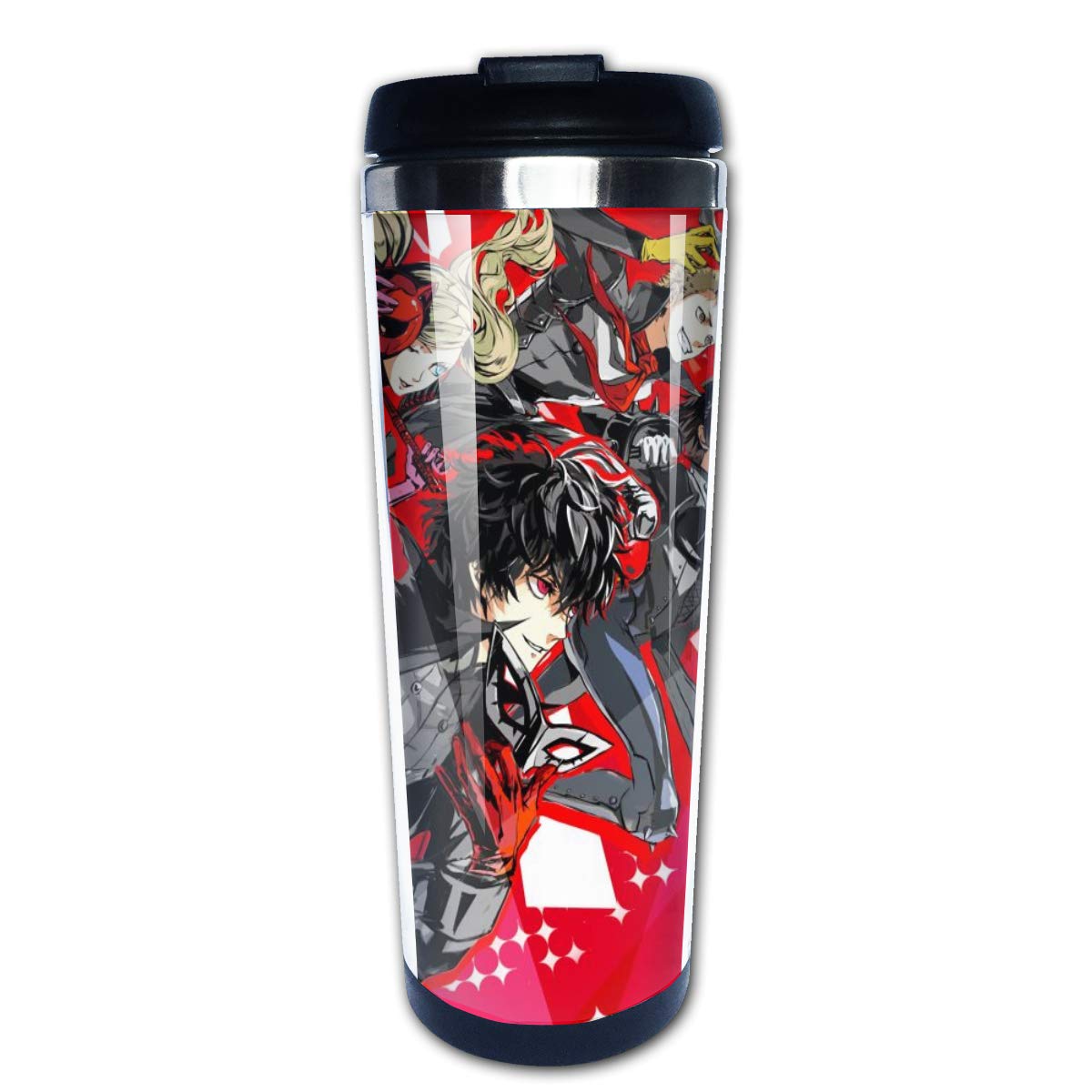 Persona 5 Anime Themed Stainless Steel Double Wall Vacuum Insulated Travel Mug - Perfect for Hot & Cold Drinks, Ideal for Gaming Fans, Office, Commuting & Outdoor Adventures