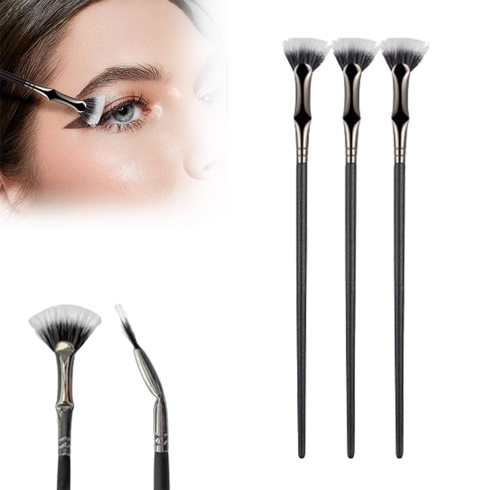 2024 New Folding Angle Scalloped Lash Brush - Upgraded Mascara Fan Brush & Eyelash Separator Tool - 3pcs Eye Makeup Fan Brushes for Upper & Lower Lashes - Perfect for Professional Makeup Artists & Home Beauty Routines