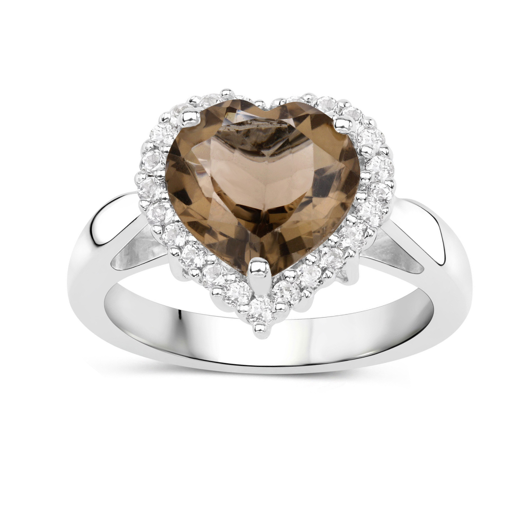 Authentic Smoky Quartz Heart Ring – Elegant Jewelry for Women, Gift for Her, Valentine's Day, Anniversary & Special Occasions