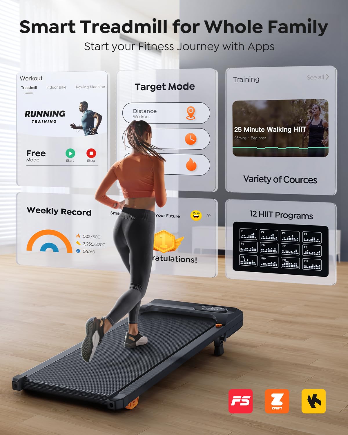 Under Desk Treadmill with 10% Incline - Compact Portable Walking Pad for Home & Office - 285lbs Weight Capacity - APP & Remote Control - Low Noise Design - Perfect for Workouts, Home Fitness & Office Exercise