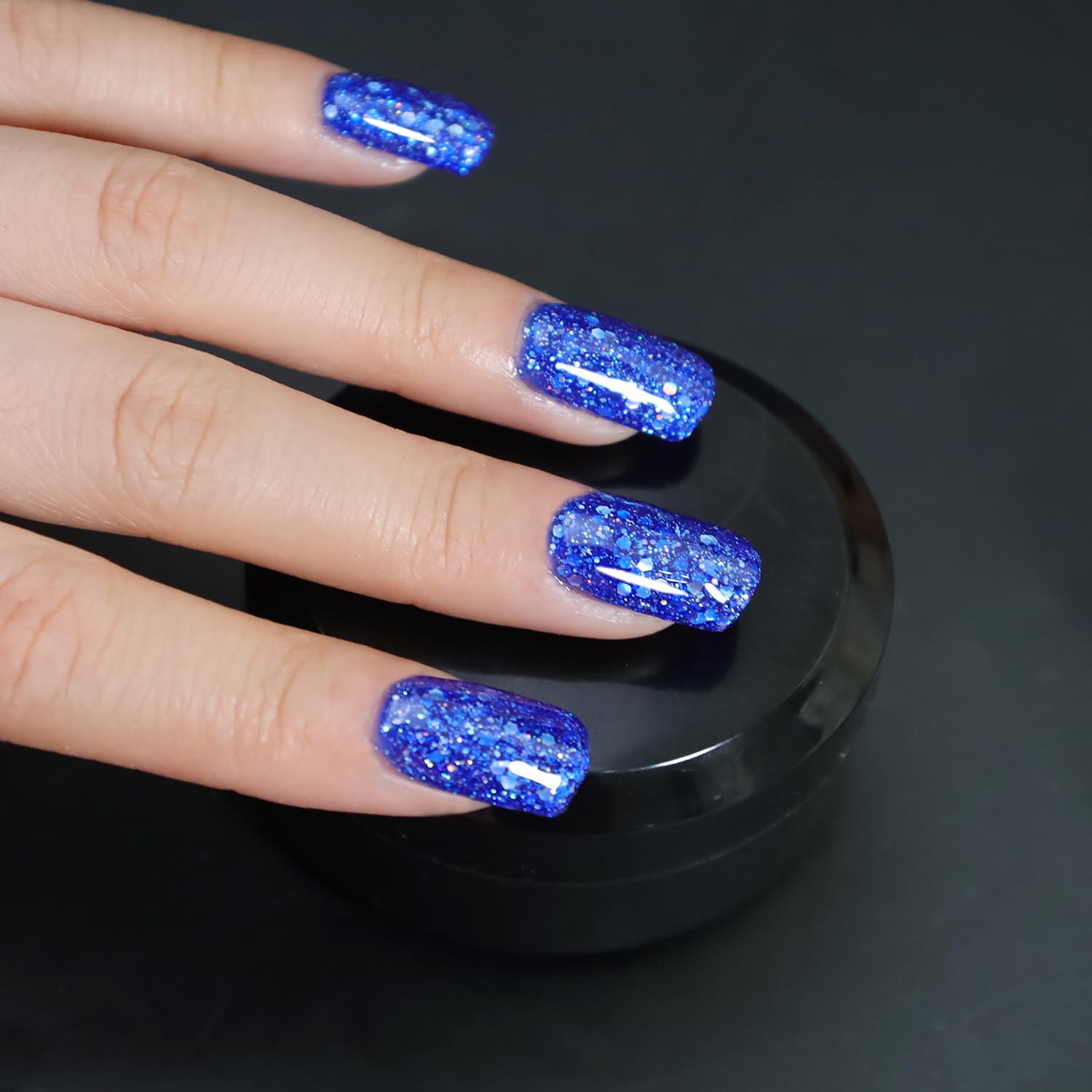 Blue Diamond Glitter Gel Nail Polish - Holographic Soak Off UV/LED Gel for Trendy Summer Nail Art | DIY Manicure Kit for Women & Girls | Perfect for Parties, Weddings & Special Occasions