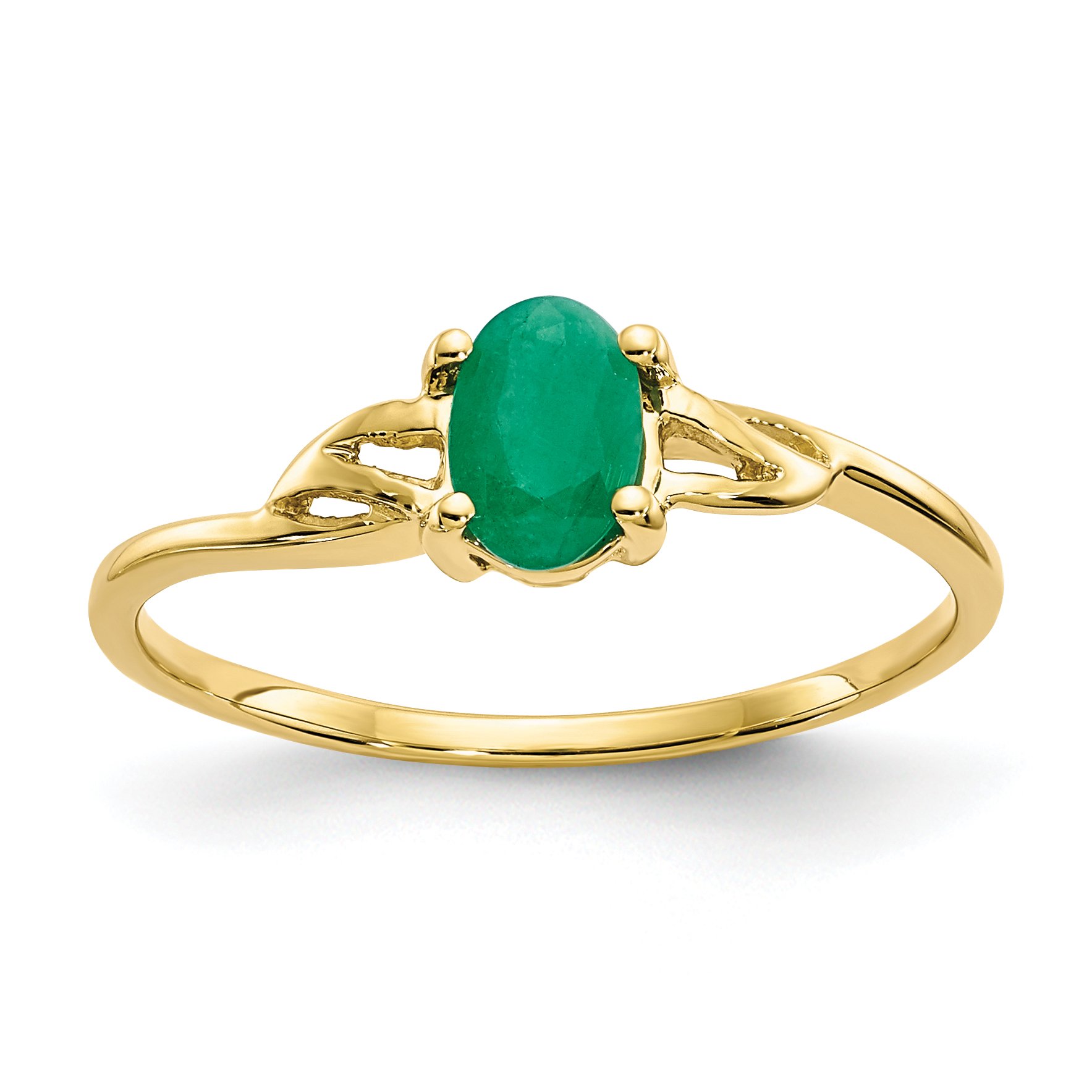 10K Yellow Gold Emerald Ring for Women - Elegant Birthstone Jewelry for Engagement, Anniversary & Special Occasions