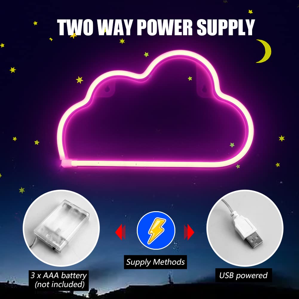 Custom Cloud LED Neon Sign - Wall Decor for Bedroom, Kids Room, Living Room & Bar | Party, Christmas, Wedding Decoration | Durable Acrylic Light Up Sign for Home & Event Decor
