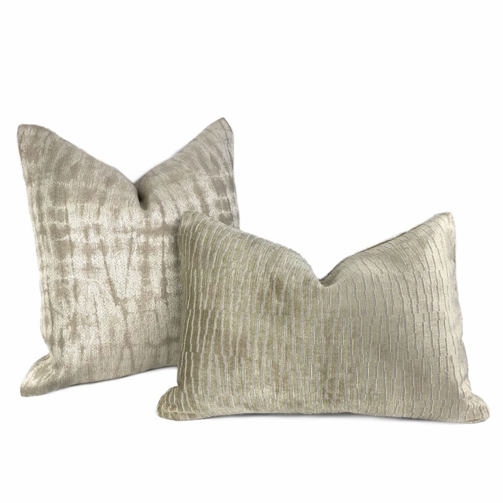 Manuel Canovas Bresis Taupe Zig Zag Velvet Pillow Cover - Luxury Velvet Cushion Case for Sofa, Bed & Home Decor - Soft & Stylish Throw Pillow Cover for Living Room, Bedroom & Dorm