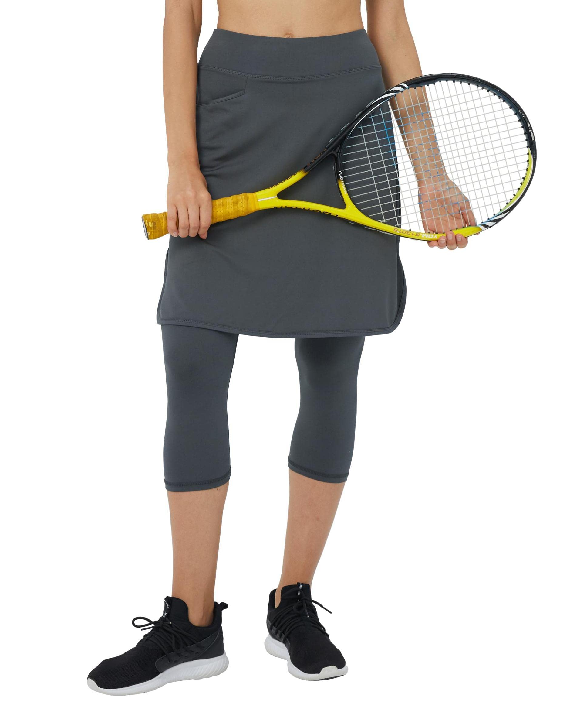 Cityoung Women's Athletic Skirt with Attached Leggings - Modest Workout Skirt for Running, Yoga & Tennis - Comfortable & Stylish Activewear