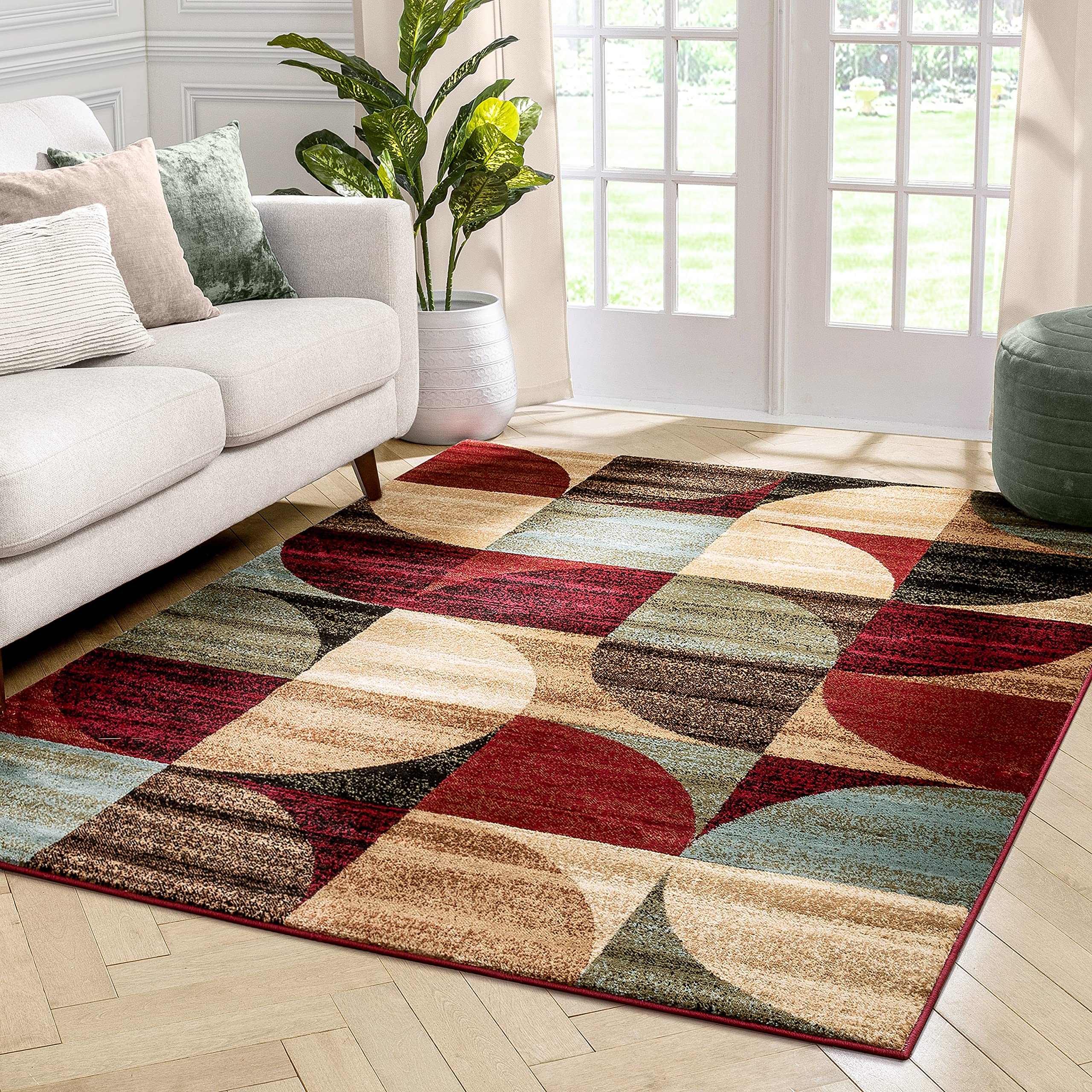 Well Woven Barclay Collection Bowery Art Deco Ivory 8x10 Area Rug - Soft Non-Slip Modern Rug for Living Room, Bedroom, Dining Room & Office - Home Decor & Floor Protection