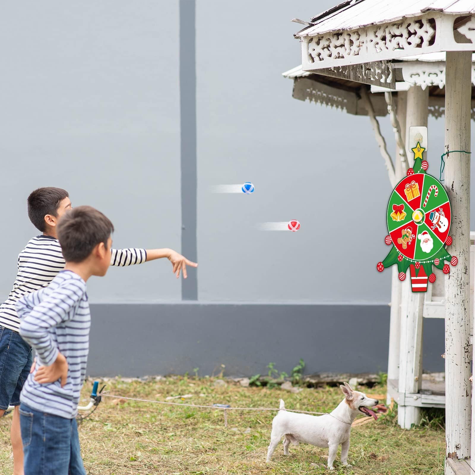 Chiazllta 2 Pack Christmas Games for Kids - Santa Claus Dart Board Set with Sticky Balls, Indoor/Outdoor Party Toys for Holiday Fun - Includes 2 Dart Boards, 6 Balls & 2 Hooks - Perfect for Family Gatherings, Christmas Parties & Kids' Playtime