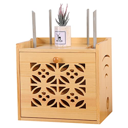 WiFi Router Storage Box - Wall Mounted Floating Shelf with Power Cord Organizer for Set-Top Box, Modem & Electronics (32 x 23 x 30cm) - Perfect for Living Room, Office & Home Theater Cable Management