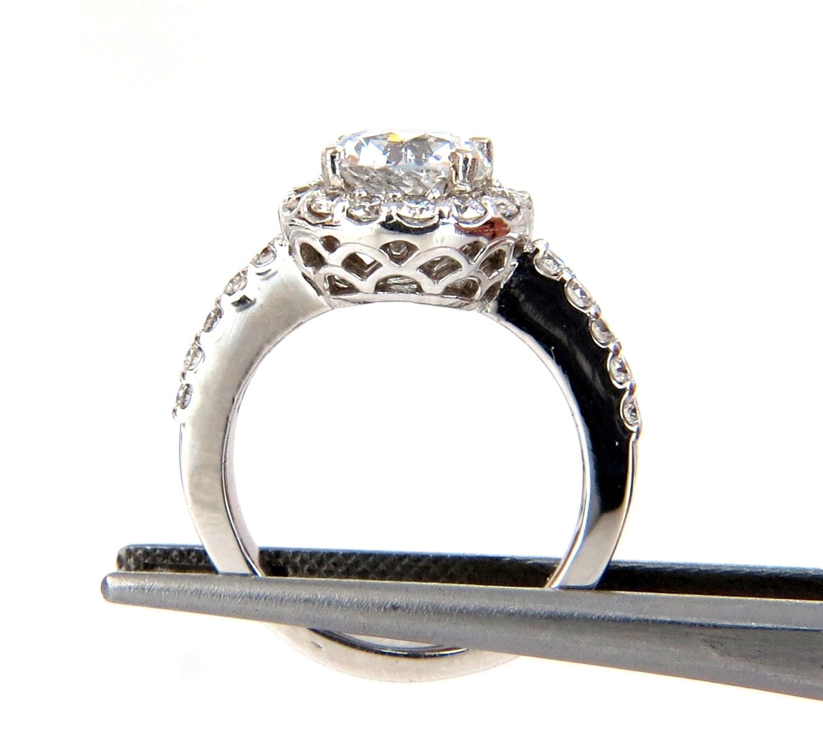 GIA Certified 3.28ct Natural White Sapphire Diamond Ring 14K Gold Halo Setting - Elegant Engagement, Wedding & Anniversary Jewelry Gift for Her