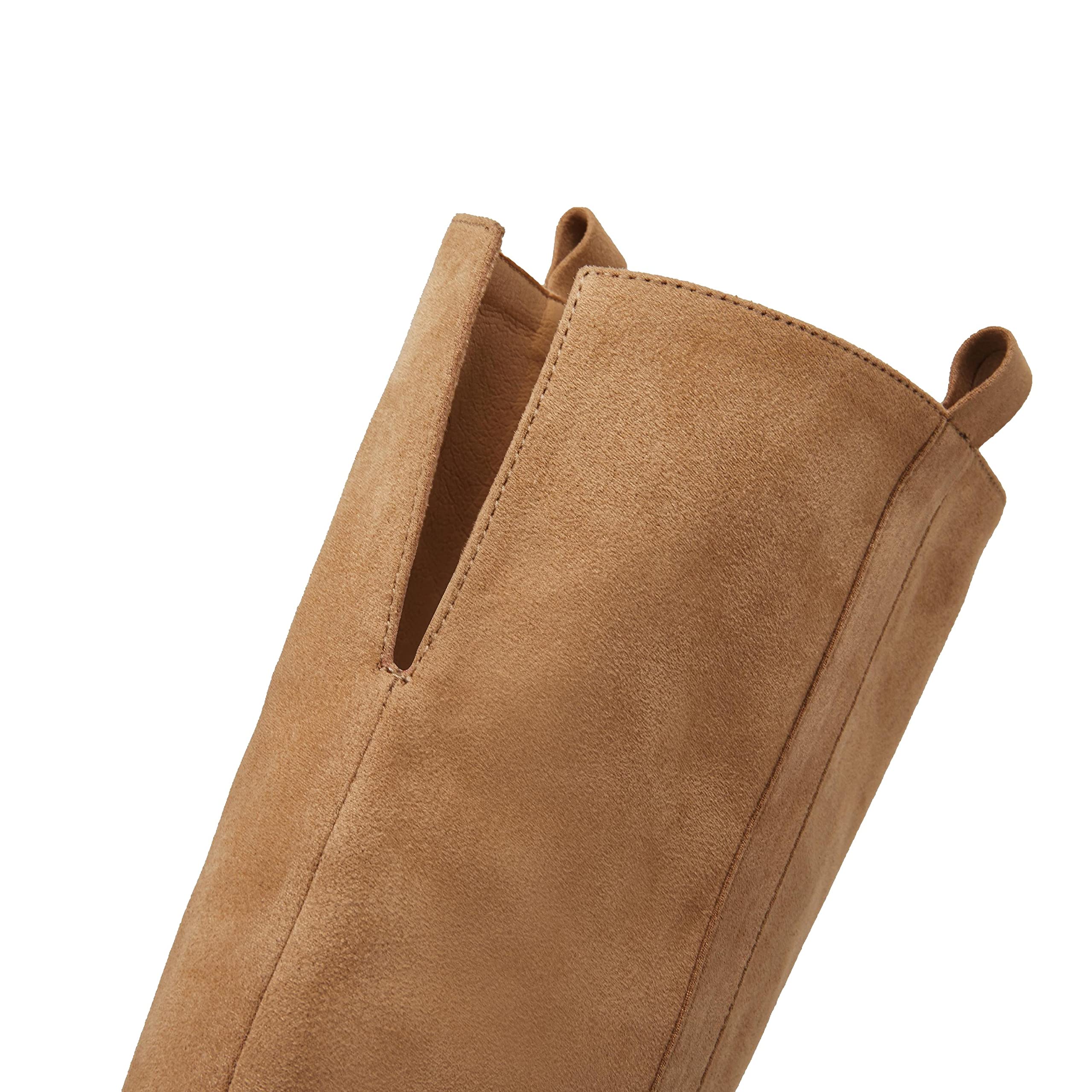 Ermonn Women's Faux Suede Knee High Boots with Side Zipper & Chunky Heel - Stretchable Winter Boots for Cold Weather, Snow & Outdoor Activities