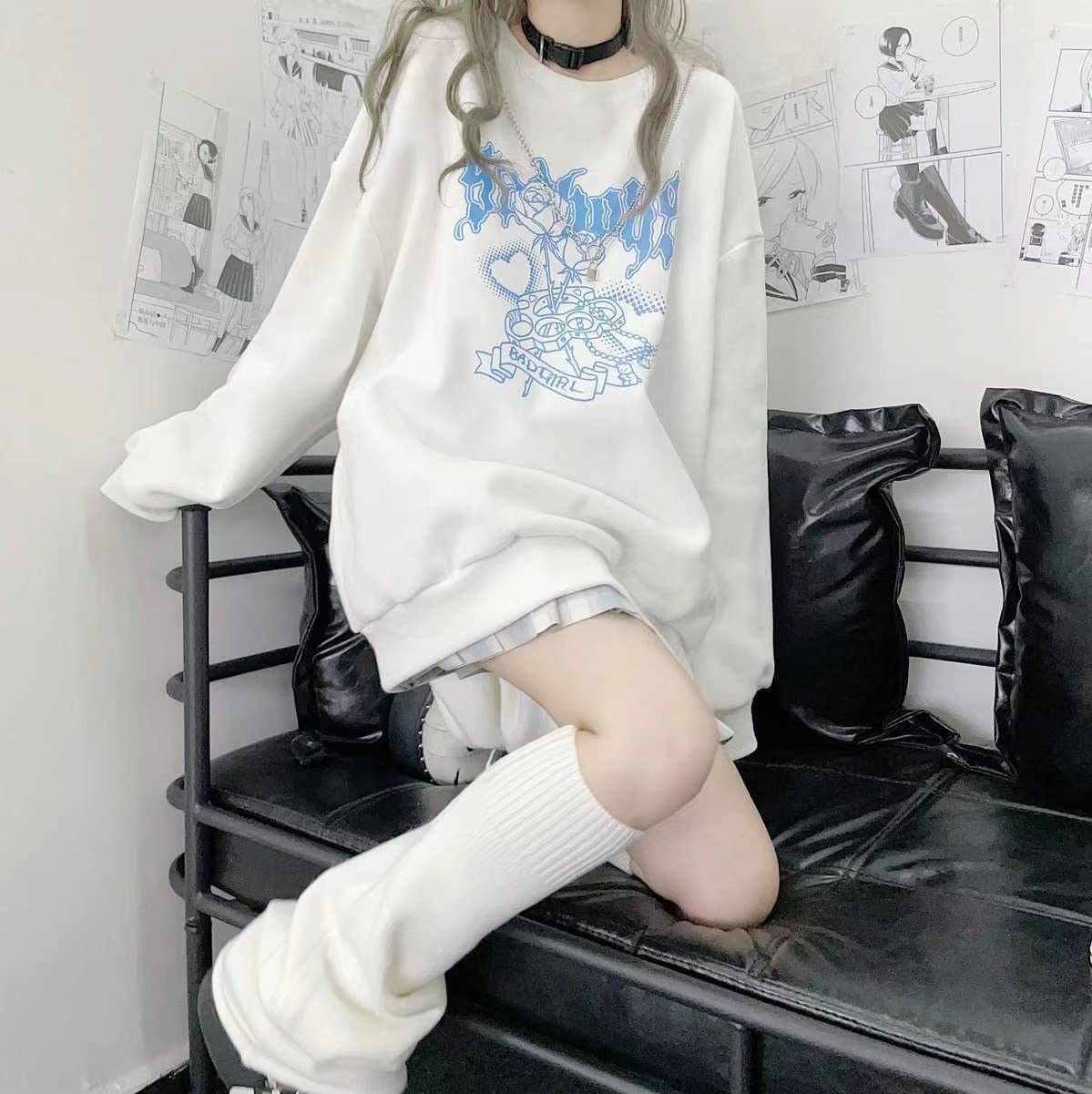 YUESUO Japanese Harajuku Kawaii Anime Girl Hoodie - Cute Oversized Gothic Sweatshirt for Teens | Emo JK Fashion Top | Perfect for Cosplay, Streetwear & Casual Outfits