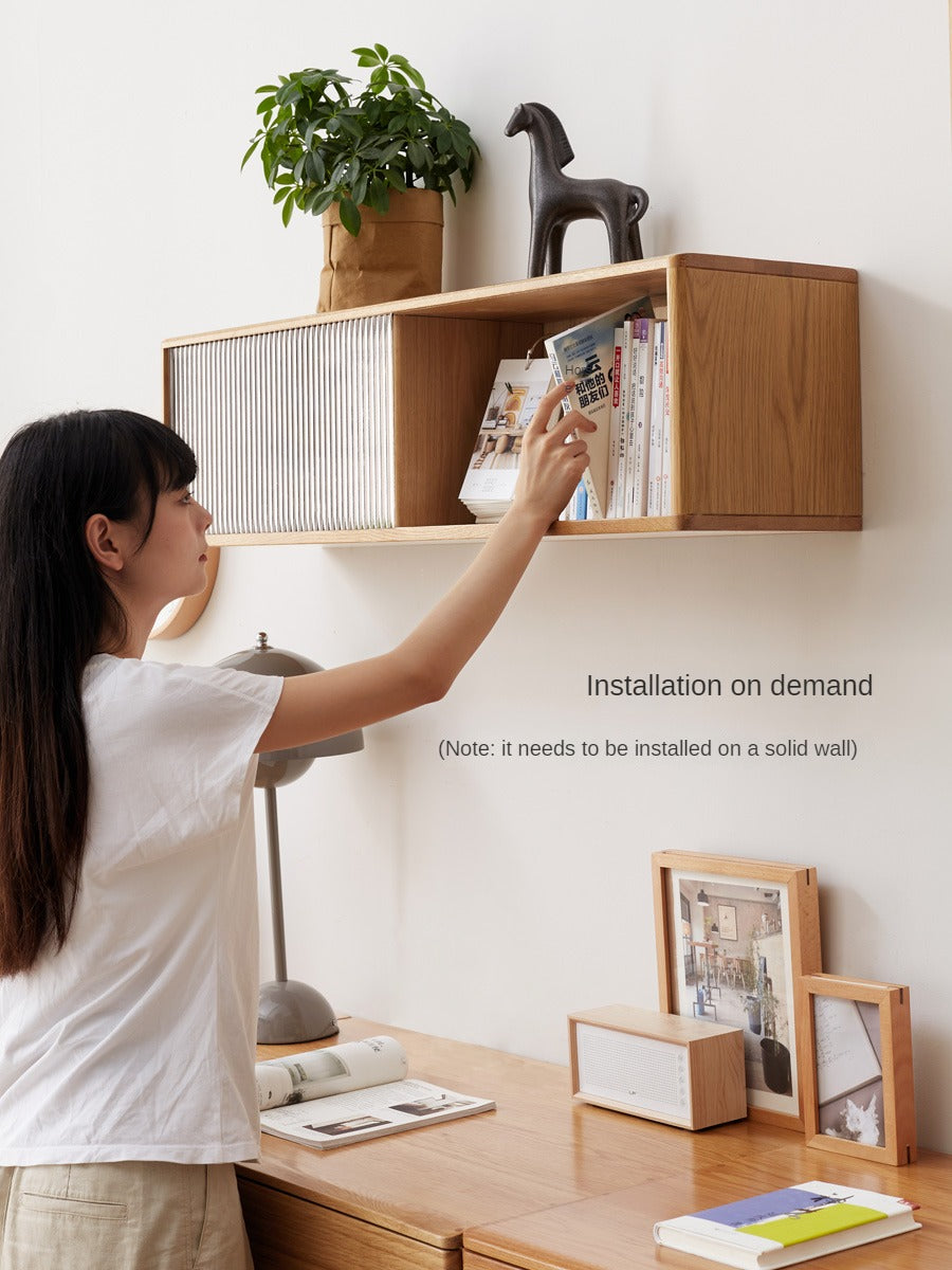 Solid Oak Wood Wall Mounted Floating Desk - Home Office, Study, or Workspace Solution for Small Spaces
