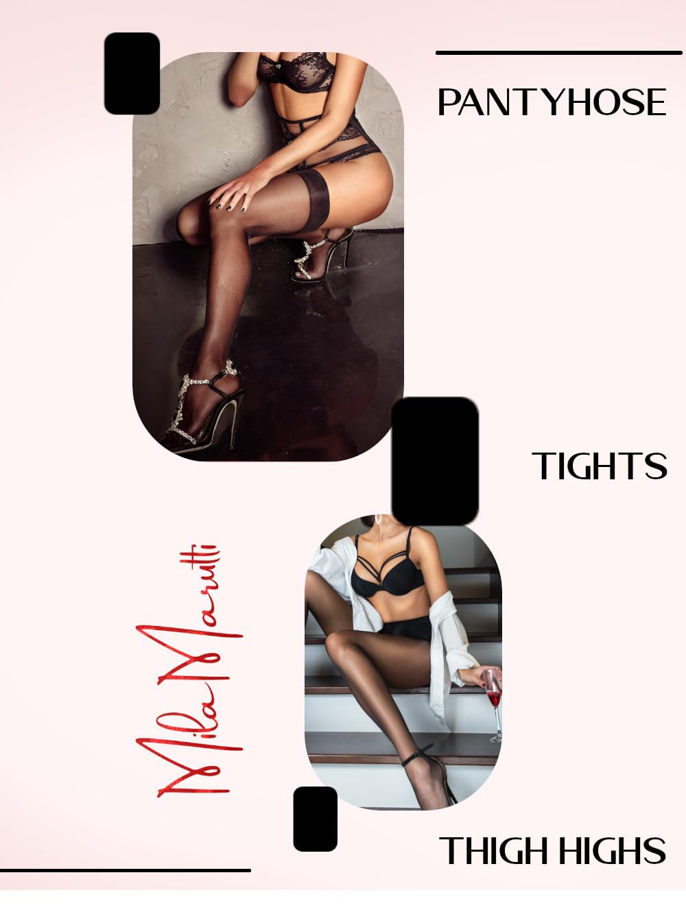 Mila Marutti Women's Sheer Thigh High Stockings - Sexy Pantyhose Nylons for Garter Belt & Lingerie - Perfect for Date Night, Cosplay & Boudoir Photography