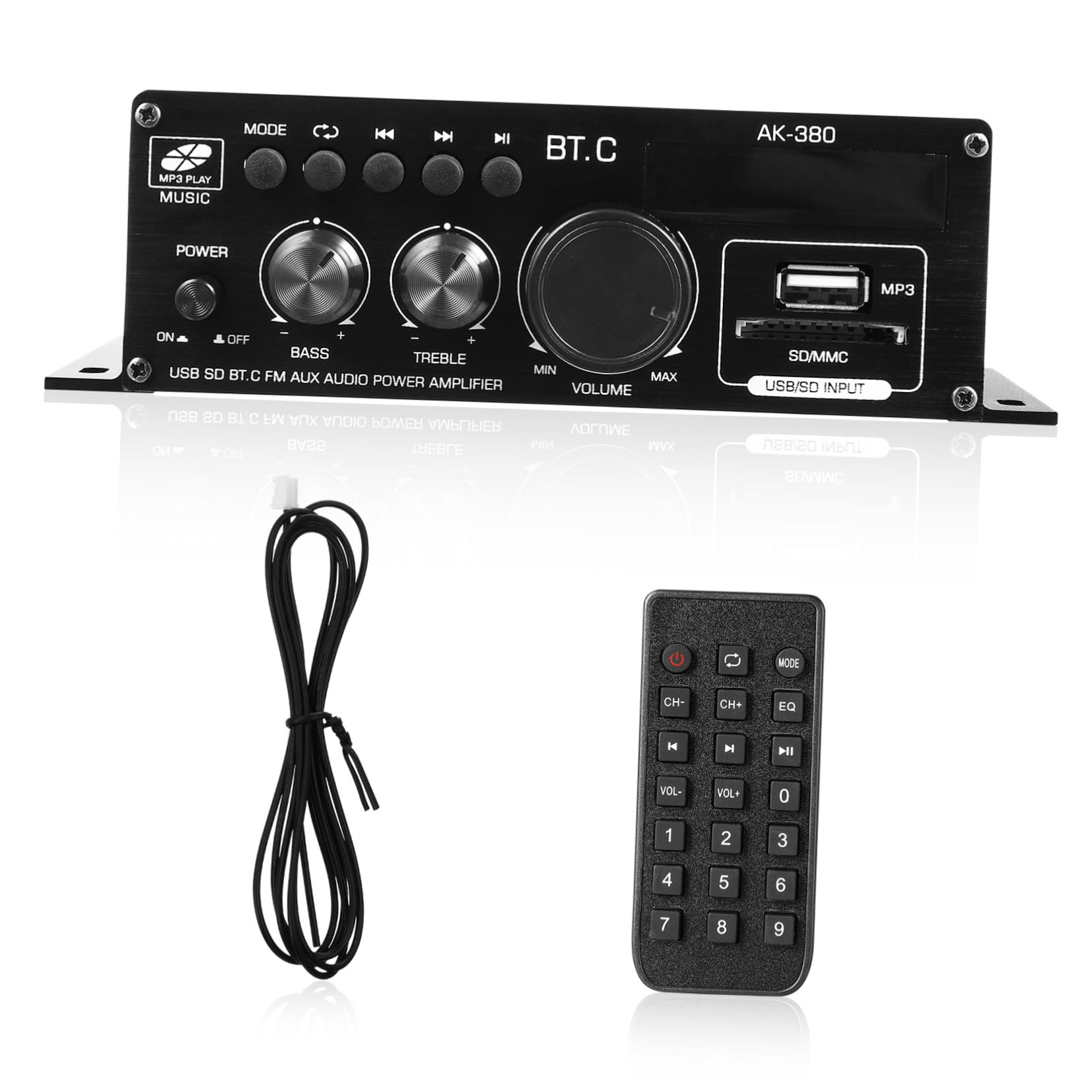 Hoement 12V Car Audio Amplifier AK380 - 4 Channel Stereo Receiver for Home & Car Sound System, High Power Speaker Amp for Enhanced Music Experience | Perfect for Road Trips, Parties & Home Theater