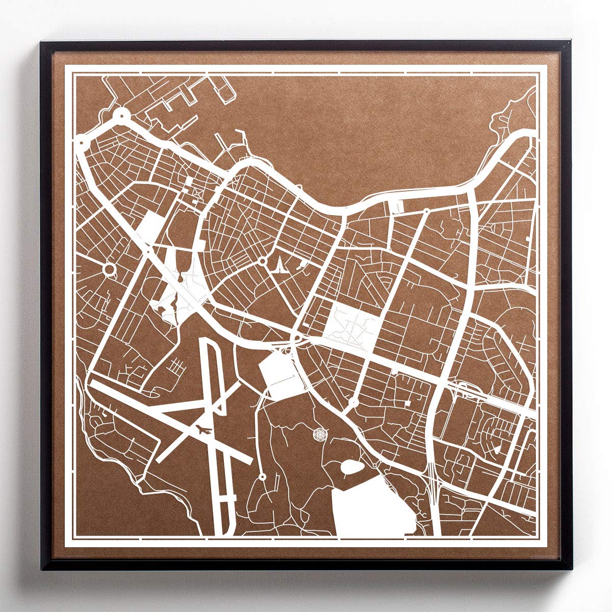 Reykjavik Paper Cut Map - 12x12 Inches White Paper Art Wall Decor for Home, Office & Gift Giving