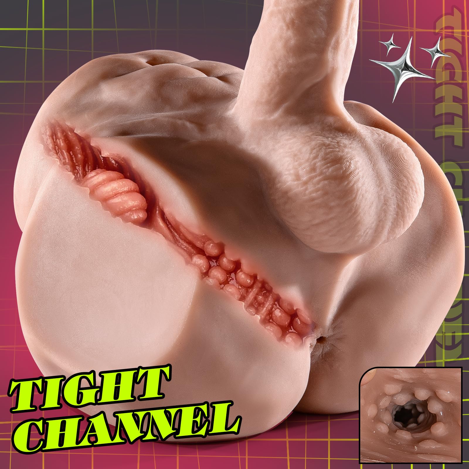 Realistic Male Sex Doll with Thick Dildo & Testicles - 7.7 LB Lifelike Torso Masturbator with Tight Anal Hole - Unisex Adult Toy for Gay Men & Couples - Perfect for Solo Play & Partner Exploration