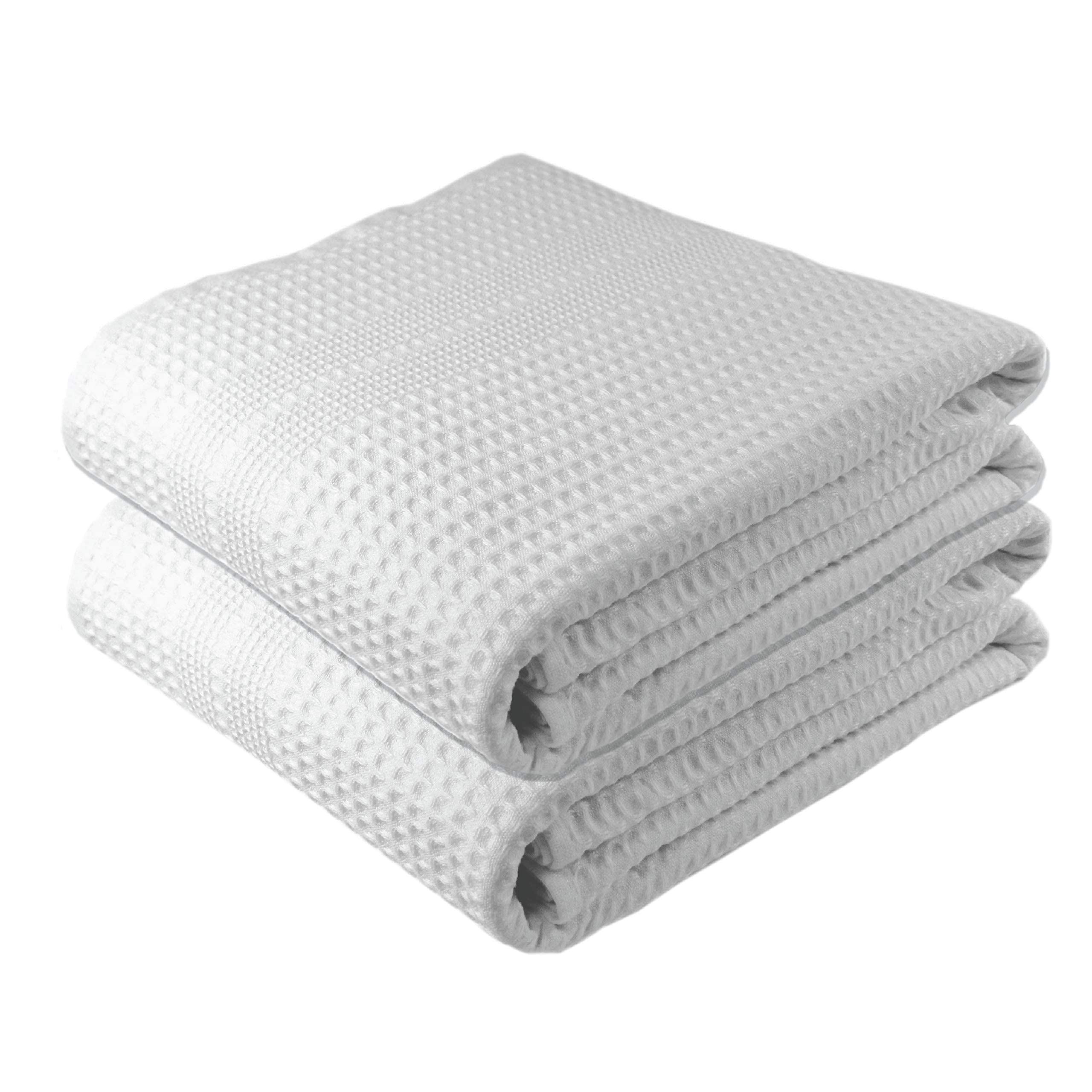 Premium GILDEN TREE Waffle Bath Sheets - 40x80 Oversized Quick-Dry Bath Towels for Adults, 2-Pack Ultra Absorbent Thin Body Towels (White) - Perfect for Spa, Beach, Gym & Luxury Bathroom Use