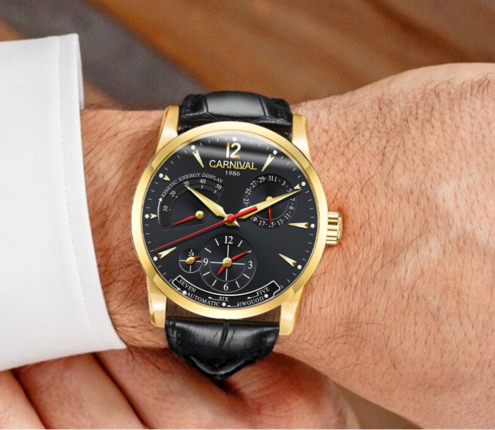 Automatic Men's Analog Dress Watch - Kinetic Energy Display - Stylish Casual Timepiece for Business, Office & Formal Events