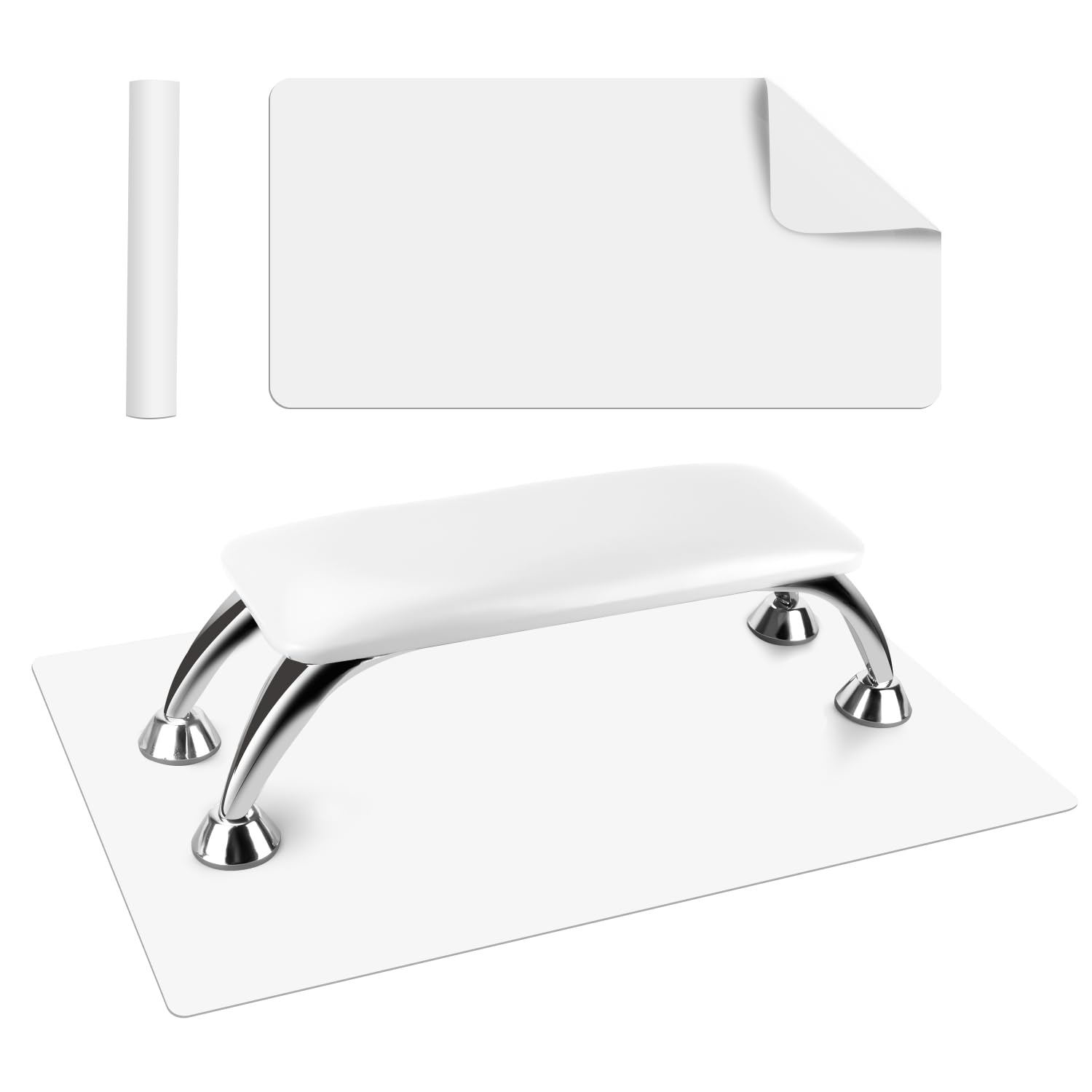Professional Nail Tech Arm Rest with Soft Microfiber Leather - Ergonomic Hand Support for Salon & Home Manicures, Includes Nail Table Mat - Perfect for Relaxing Arms During Gel, Acrylic & Pedicure Services