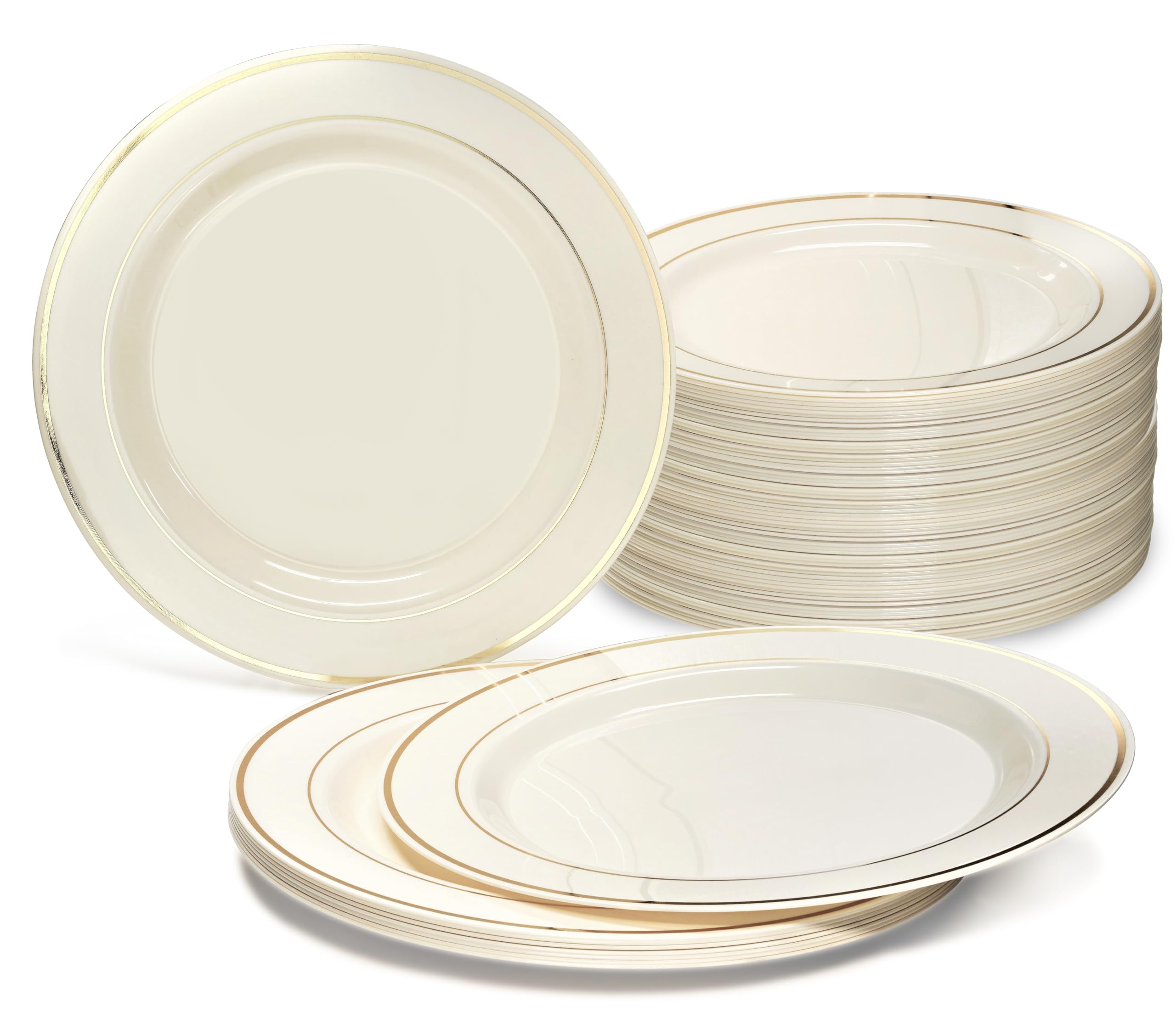 120-Pack Heavyweight Disposable Plastic Plates for Weddings & Parties - 9