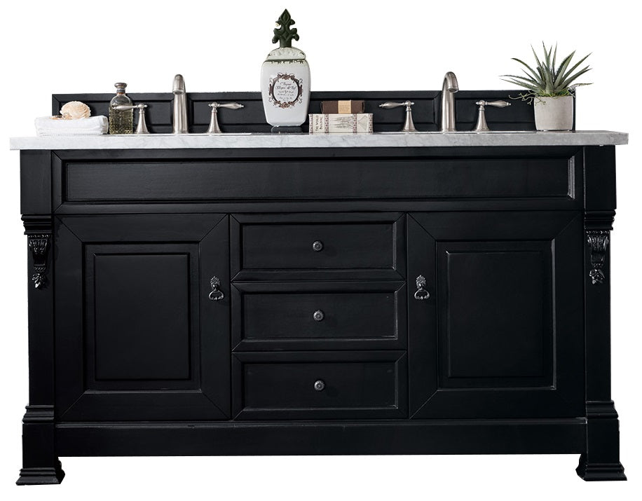 Brookfield 60-Inch Single Bathroom Vanity with Burnished Mahogany Finish & 3CM Arctic Fall Solid Surface Top - Perfect for Modern Master Bathrooms & Powder Rooms
