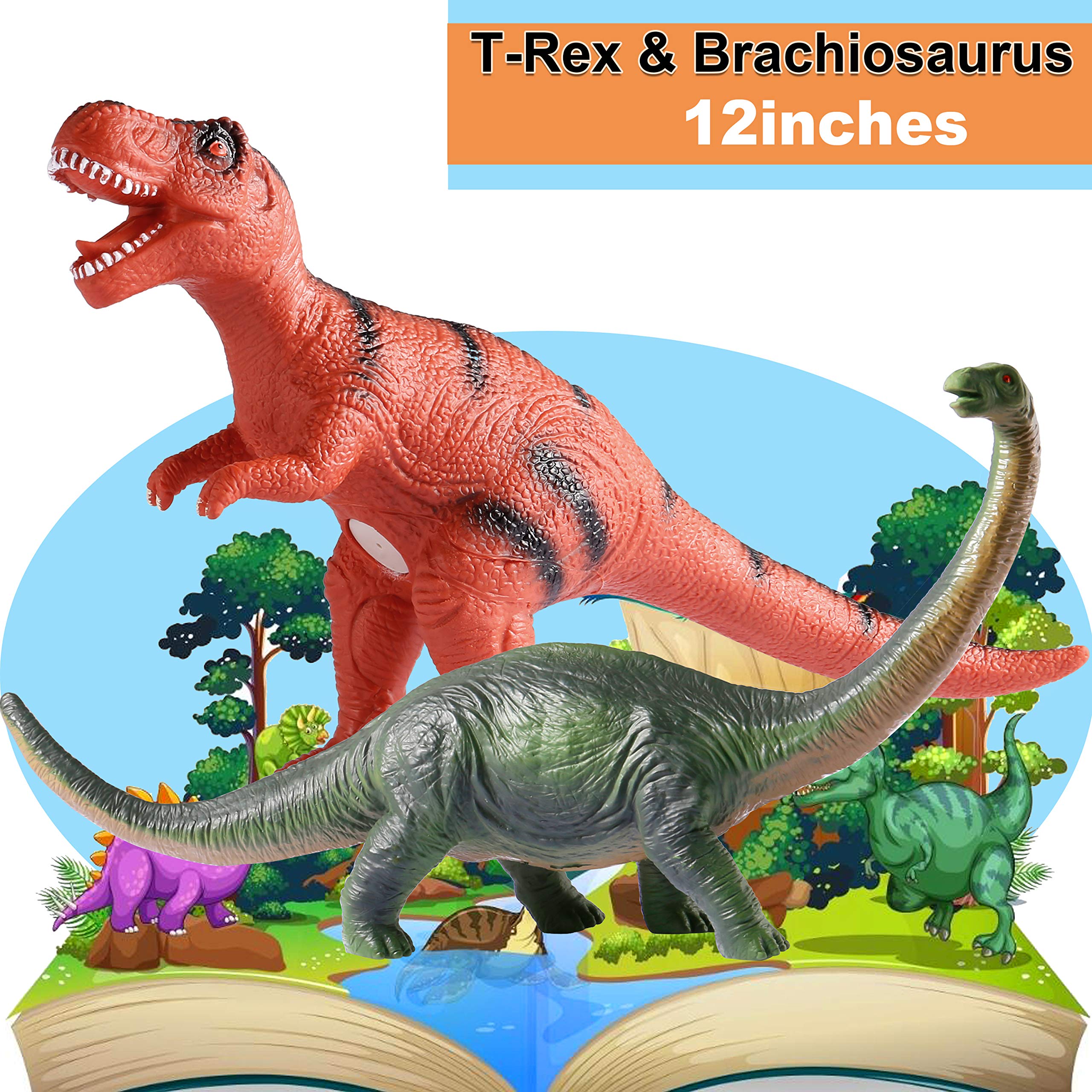 Tepsmigo 6-Pack Jumbo Soft Dinosaur Toys for Kids Ages 3-7 - T-Rex, Velociraptor & Triceratops Plush Jurassic Dinosaur Set | Perfect for Playtime, Learning & Nursery Decor