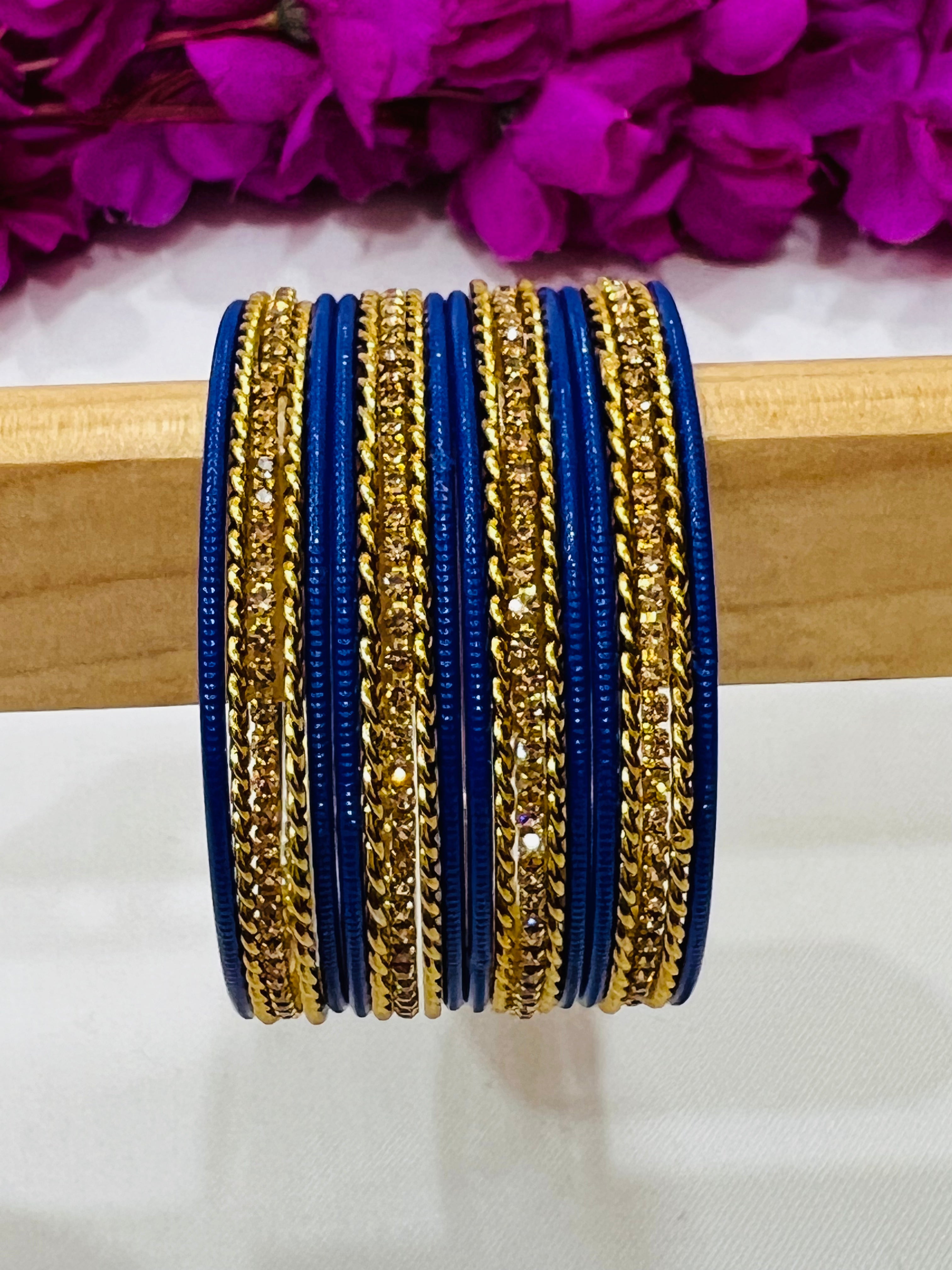 Enchanting Blue Smooth Finish Metal Bangles for Women - Elegant Jewelry for Parties, Weddings & Everyday Wear