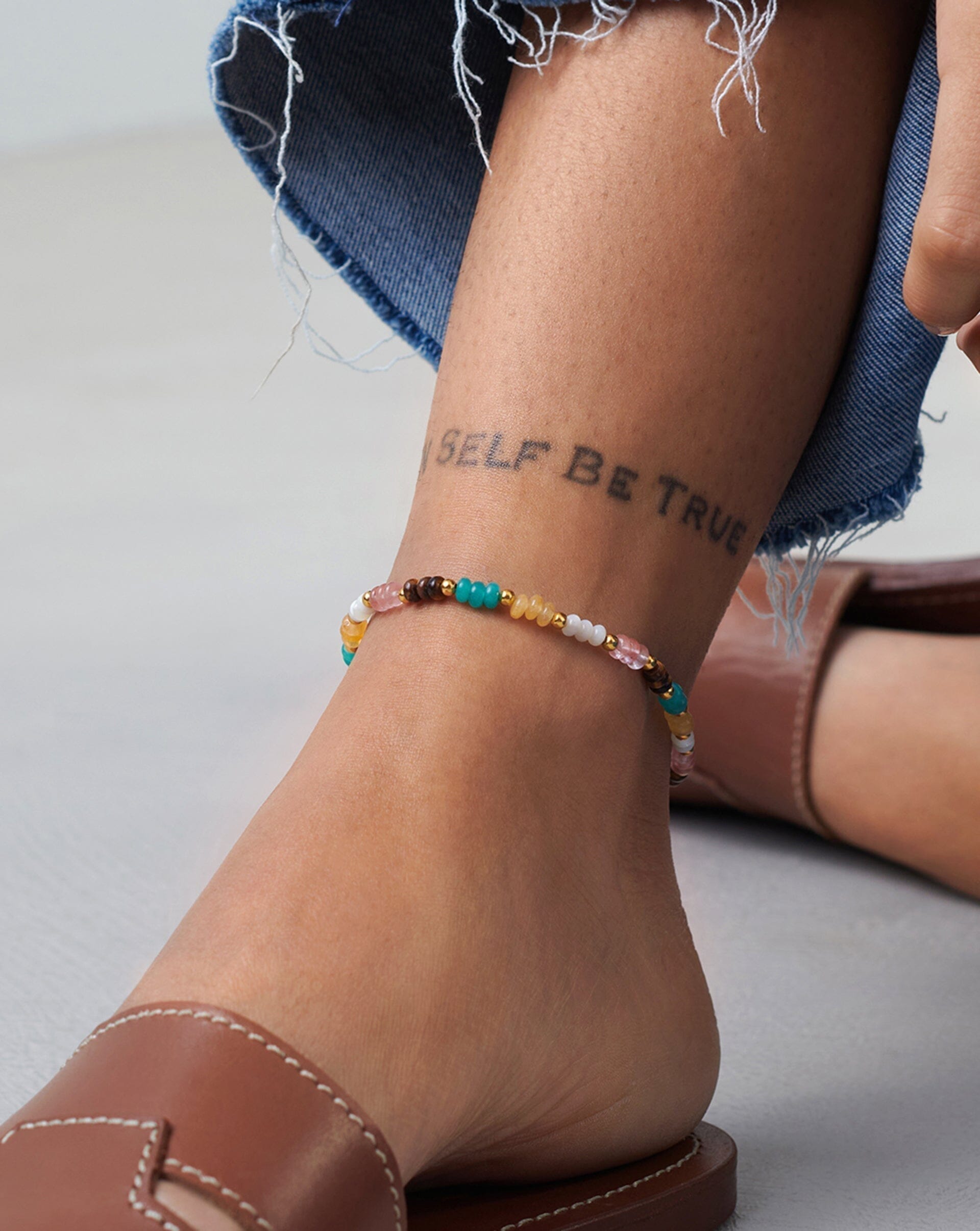 Good Vibes Multi Beaded Anklet - Adjustable Boho Ankle Bracelet for Women - Perfect for Beach, Summer & Festival Outfits
