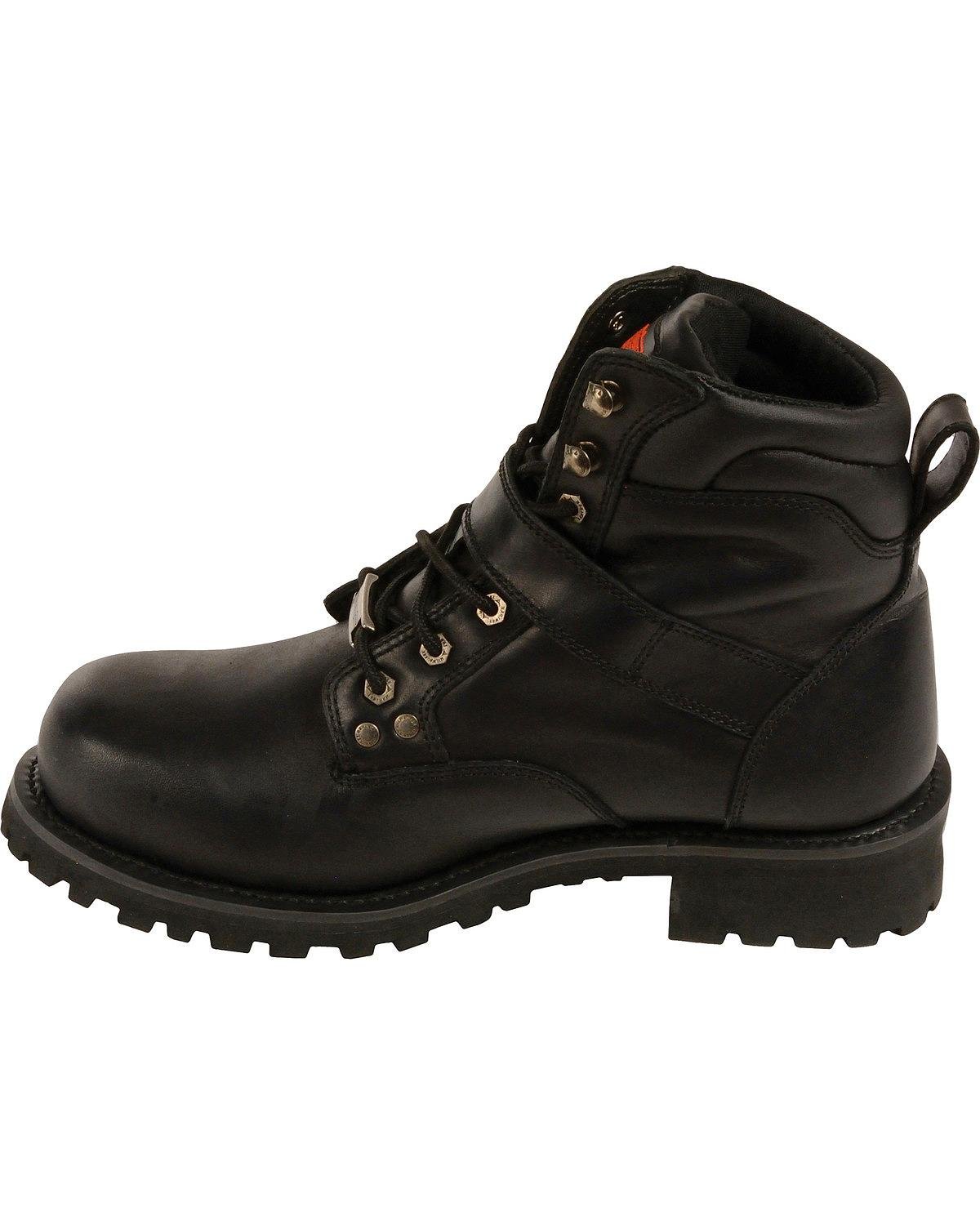 Milwaukee Leather Men's 6-Inch Side Buckle Work Boots - Round Toe Black Size 15 | Durable Construction for Construction & Outdoor Work
