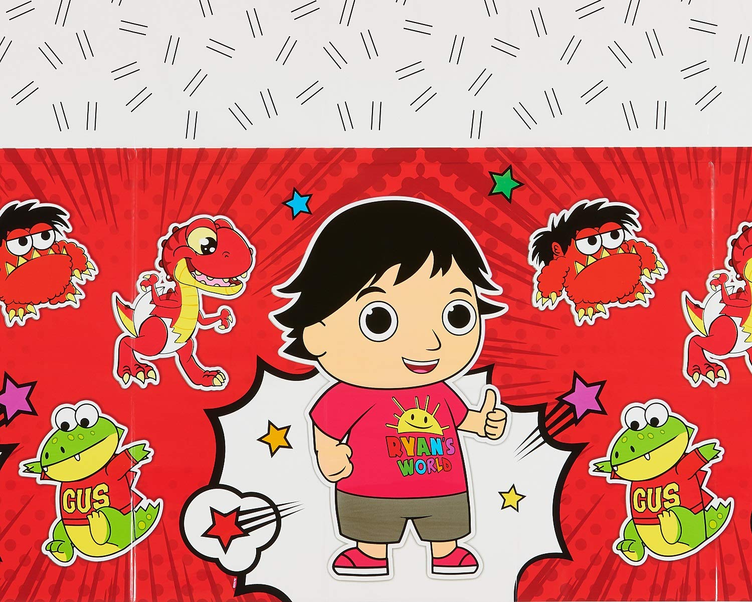 Ryan’s World Party Pack - 16-Piece Tableware Set for Kids Birthday Party (Includes 16 Dinner Plates, 16 Dessert Plates, 16 Napkins + Table Cover) - Perfect for Themed Birthday Parties, Family Gatherings & Special Events