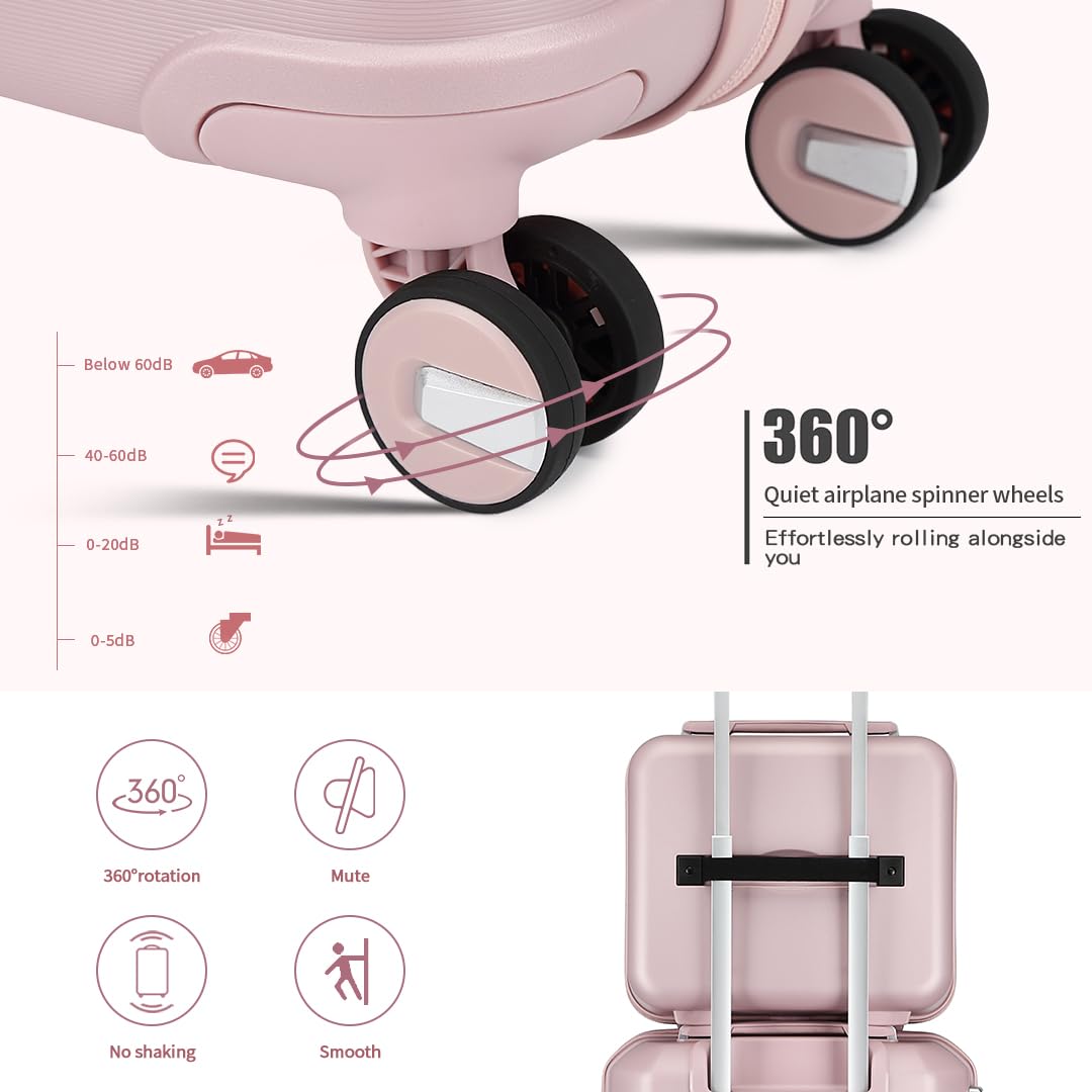 Somago Lightweight Hardside Polypropylene Luggage Set with Packing Cubes - 4-Piece Spinner Wheel Suitcase with TSA Lock (Nude Pink) | Perfect for Business Travel, Family Vacations & International Trips