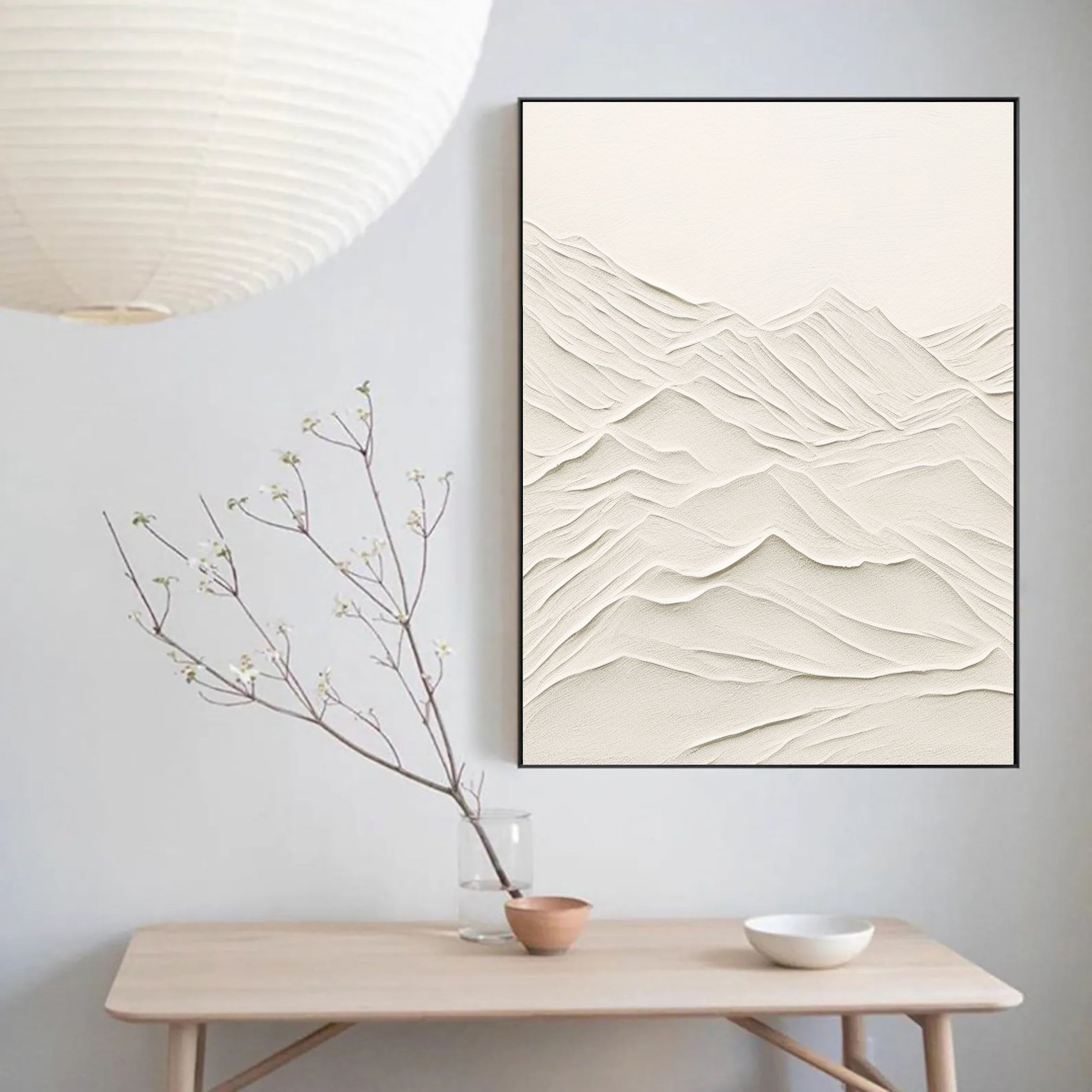 Minimalist Beige Textured Wall Art - Modern Abstract Canvas Painting for Living Room, Bedroom & Office Decor #MM092