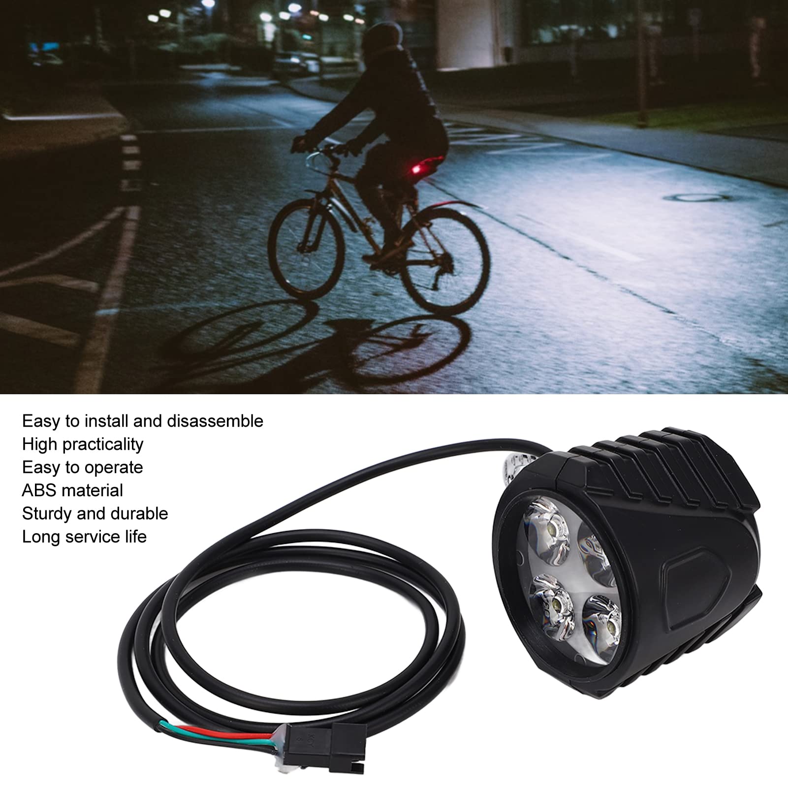10 Inch 12-72V 2-in-1 Electric Scooter Front Light with Horn - Universal LED Headlight for E-Bikes, Bicycles & Scooters - Perfect for Night Riding & Commuting Safety