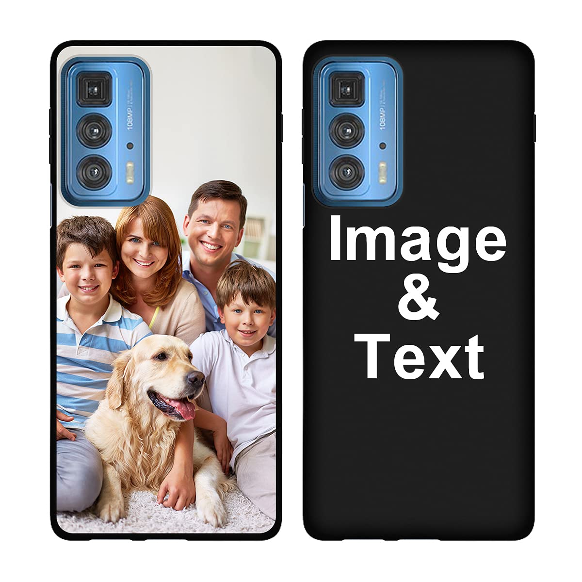 Custom Motorola Edge 20 Pro Phone Case with Personalized Photo - Shockproof Silicone Protective Cover, Soft Candy Design - Perfect Christmas Birthday Thanksgiving Gift for Her/Him - Ideal for Travel, Work & Everyday Protection (Black)