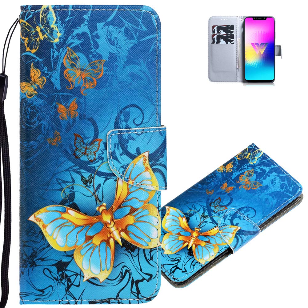 OnePlus 8 Pro Case - Premium Magnetic Leather Wallet Cover with Credit Card Holder | Stylish & Protective Shell | Anti-Scratch Design | Golden Butterfly Pattern | Perfect for Business, Travel & Daily Use