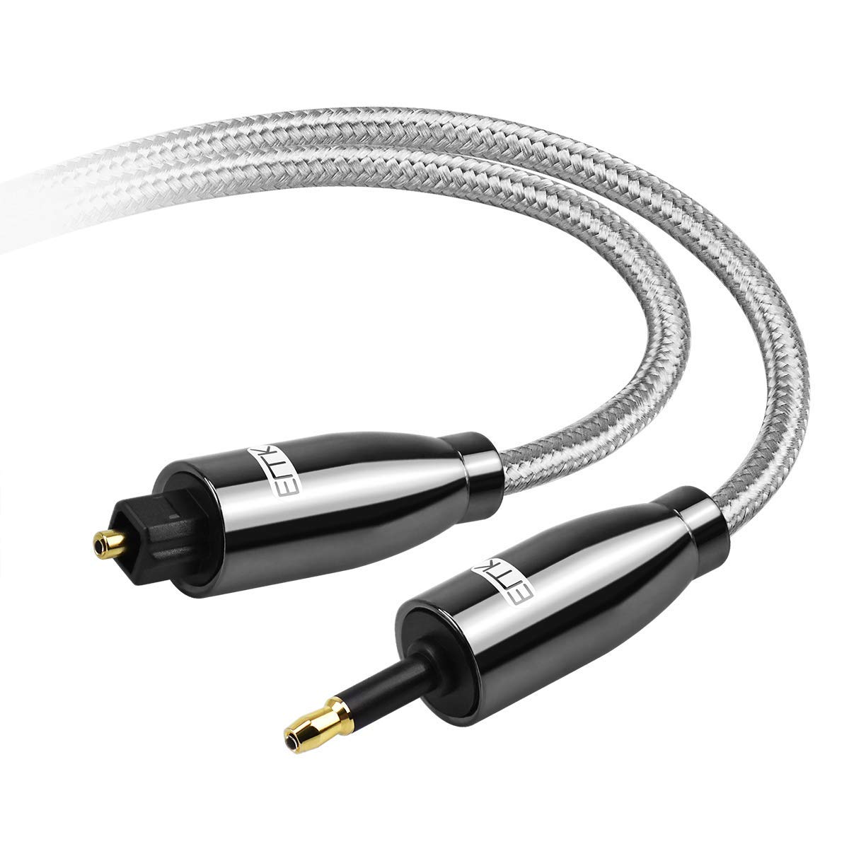 Premium EMK Toslink to Mini Toslink Optical Audio Cable 16.5ft (5m) - Braided Nylon Jacket for Crystal Clear Digital Sound - Compatible with Home Theater, Sound Bar, TV, PS4, PS5, Xbox Series X - Perfect for Gaming & Movie Nights