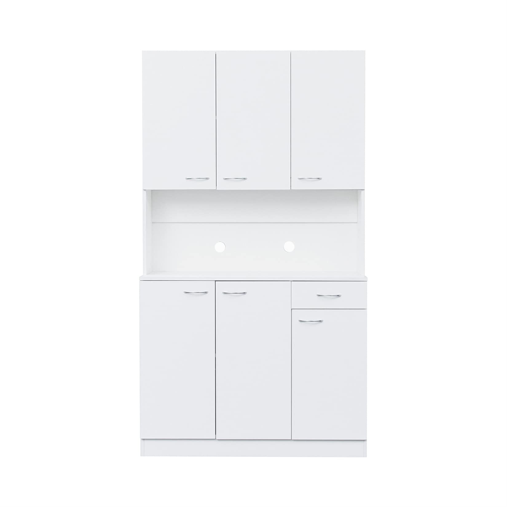 Bellemave 6-Door Kitchen Pantry Storage Cabinet with Adjustable Shelves, Freestanding Buffet Hutch & Microwave Stand with Drawer - White | Perfect for Home, Office & Small Space Organization