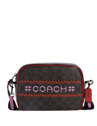 Coach Dempsey Signature Canvas Camera Bag with Fair Isle Graphic - Stylish Crossbody Purse for Women, Perfect for Travel, Work & Everyday Use