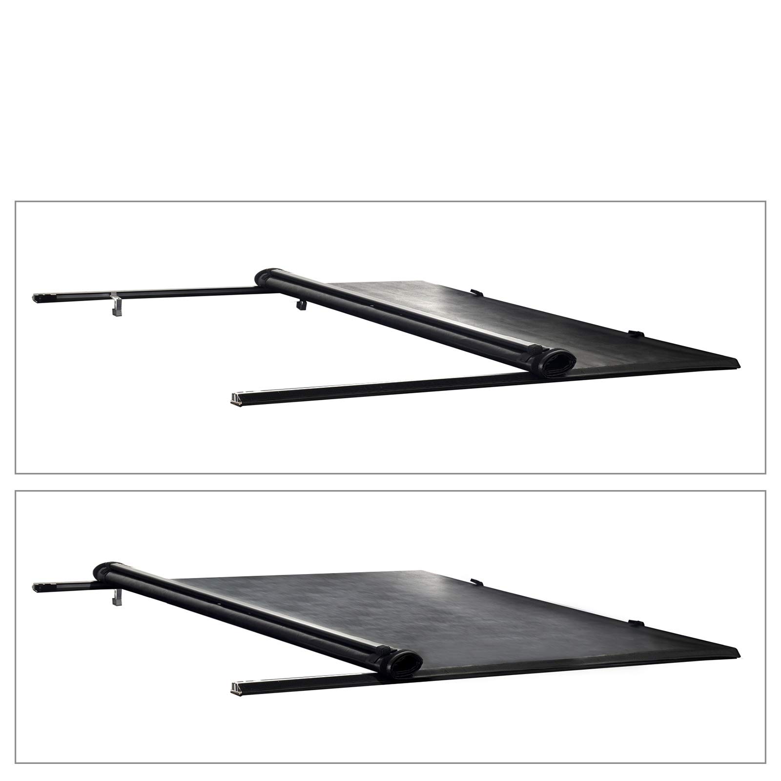 6.5Ft Soft Top Roll-up Vinyl Tonneau Cover for Chevy/GMC C/K 1500/2500/3500 (1988-2000) - Black Clamp-on Locking Truck Bed Cover with Rails & Mounting Hardware | Weatherproof Protection for Cargo & Outdoor Gear