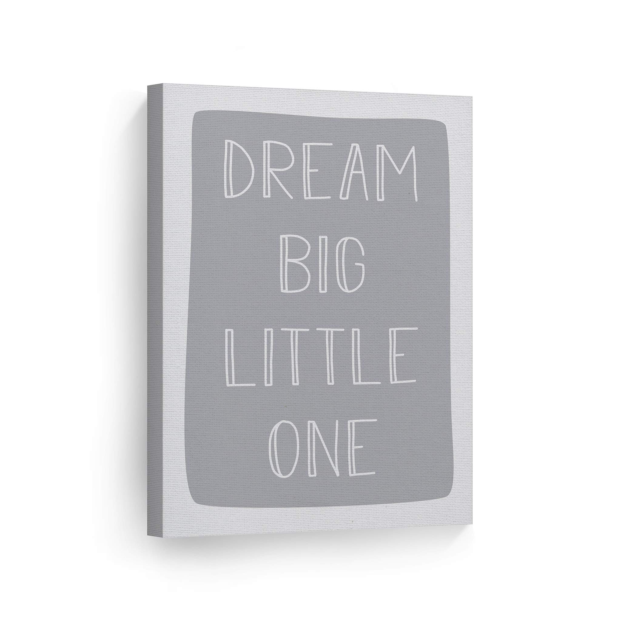 Dream Big Little One Lettering Blue Background Canvas Print - Kids Room Decor, Nursery Wall Art, Baby Room Decor - Ready to Hang 17x11 - Made in USA | Perfect for Nursery, Bedroom & Playroom Decorations
