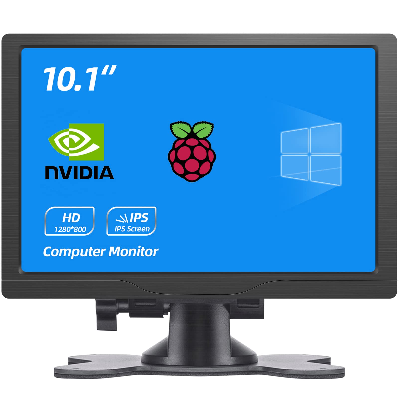 10.1 Inch HDMI Monitor 1280x800 Portable IPS LCD Screen with Dual Speakers - HD VGA Display for Raspberry Pi, PC, Laptop, TV, Camera & Gaming | Perfect for Home Office, DIY Projects & Entertainment