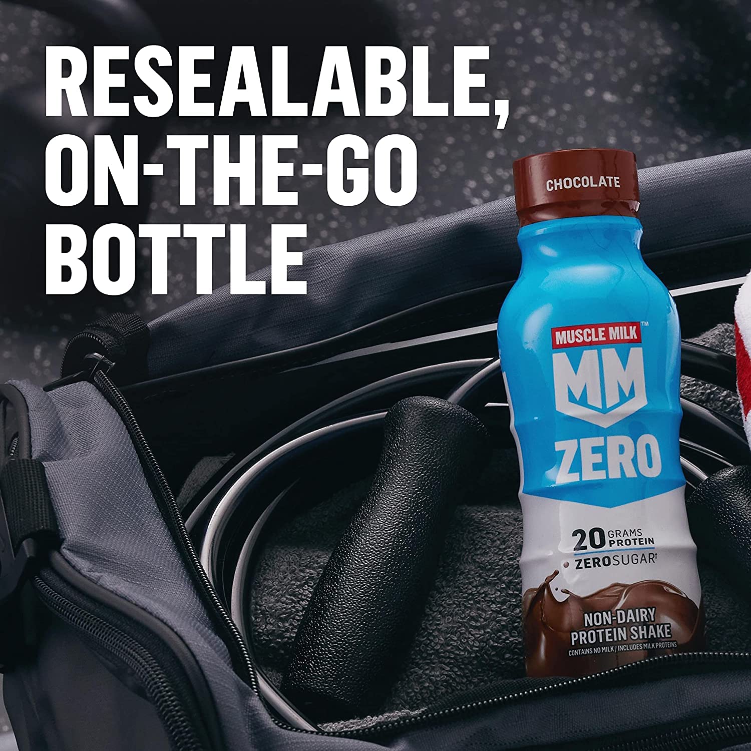 Muscle Milk ZERO Protein Shake & Powder Bundle - Chocolate Flavor, 11.16 Fl Oz Bottles (Pack of 12) + 1.65lb Powder with 15g Protein per Serving - Low Calorie 100kcal Nutrition for Post-Workout Recovery & Muscle Building - Ideal for Gym, Fitness & Weight Management