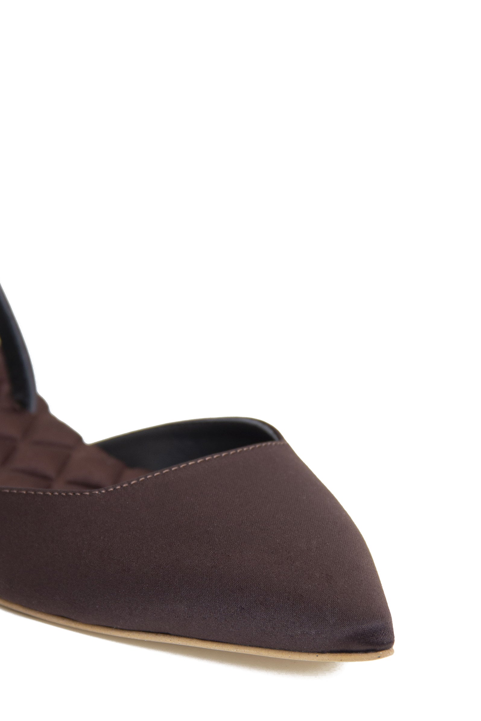 Jackie Cotton Vegan Slingback Flats - Brown Satin Comfortable Women's Shoes for Work, Office & Casual Wear